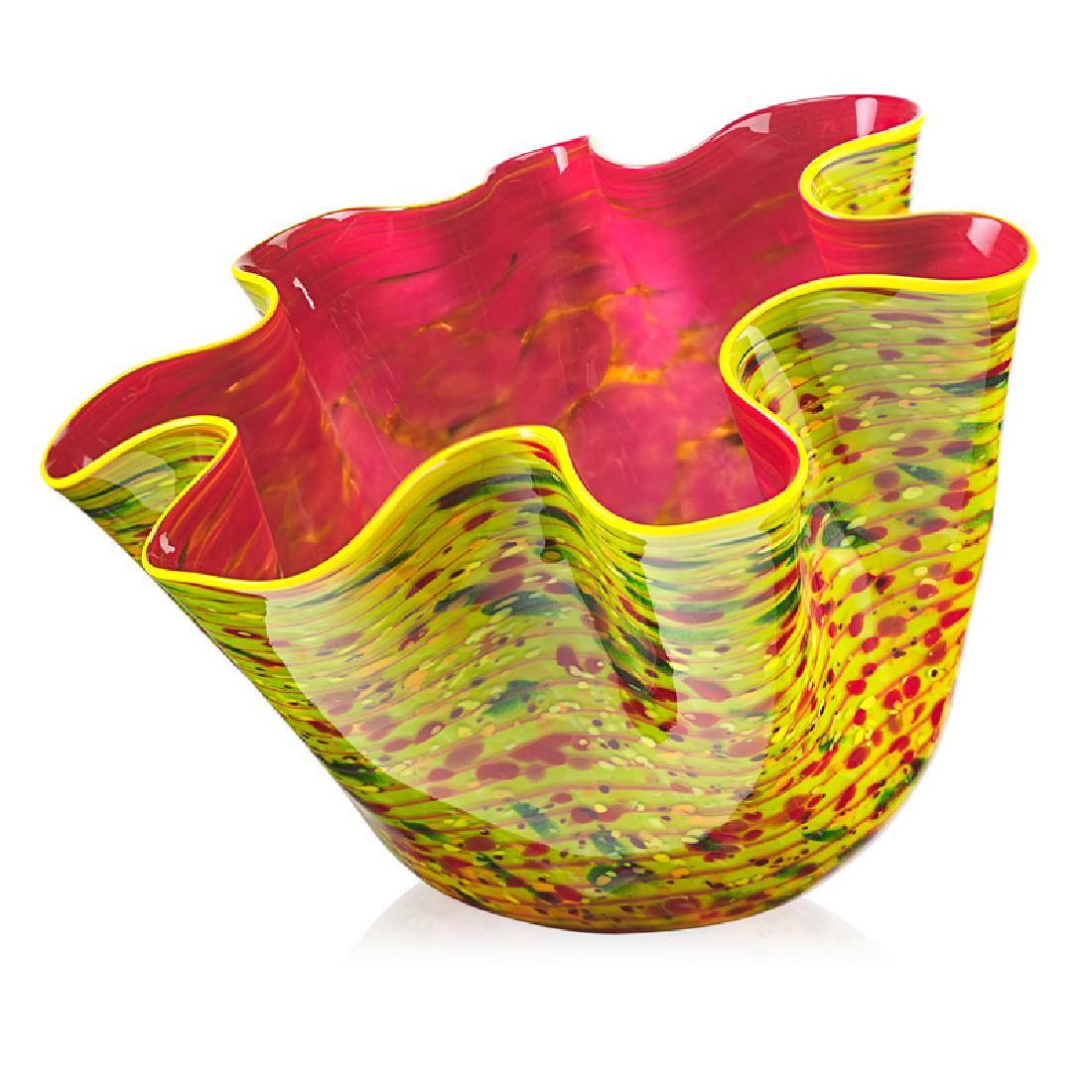DALE CHIHULY; CHIHULY WORKSHOP Macchia: DALE CHIHULY (b. 1941) CHIHULY WORKSHOP Zinnia Macchia, Seattle, WA, 2014 Blown glass Etched Chihuly CW14 10" x 12" x 12" Provenance: Digital copy of original Chihuly Workshop certificate