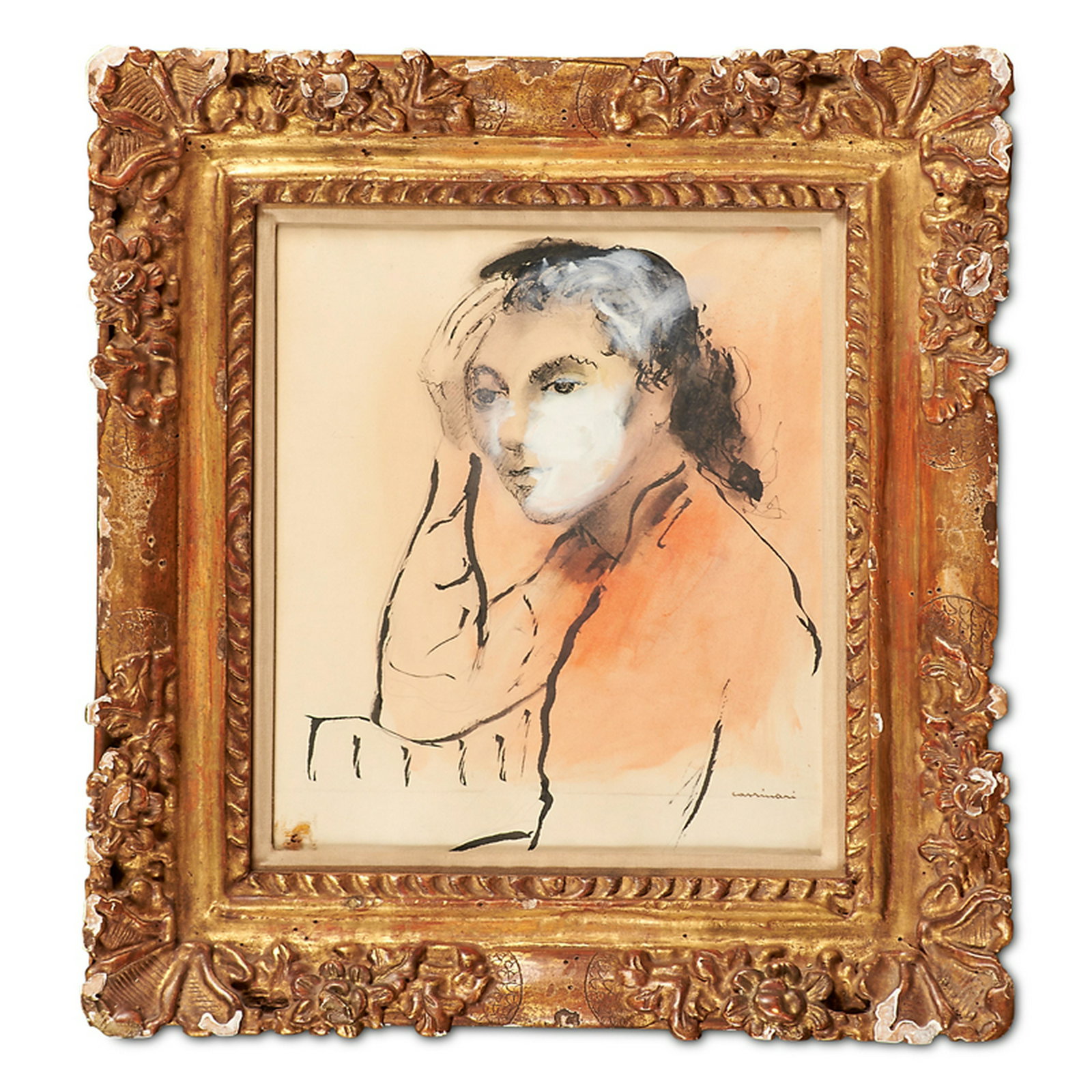 BRUNO CASSINARI (Italian, 1912-1992): Watercolor and gouache on paper mounted to canvas Untitled (framed) Signed 10 7/8" x 9 1/8" (sight)