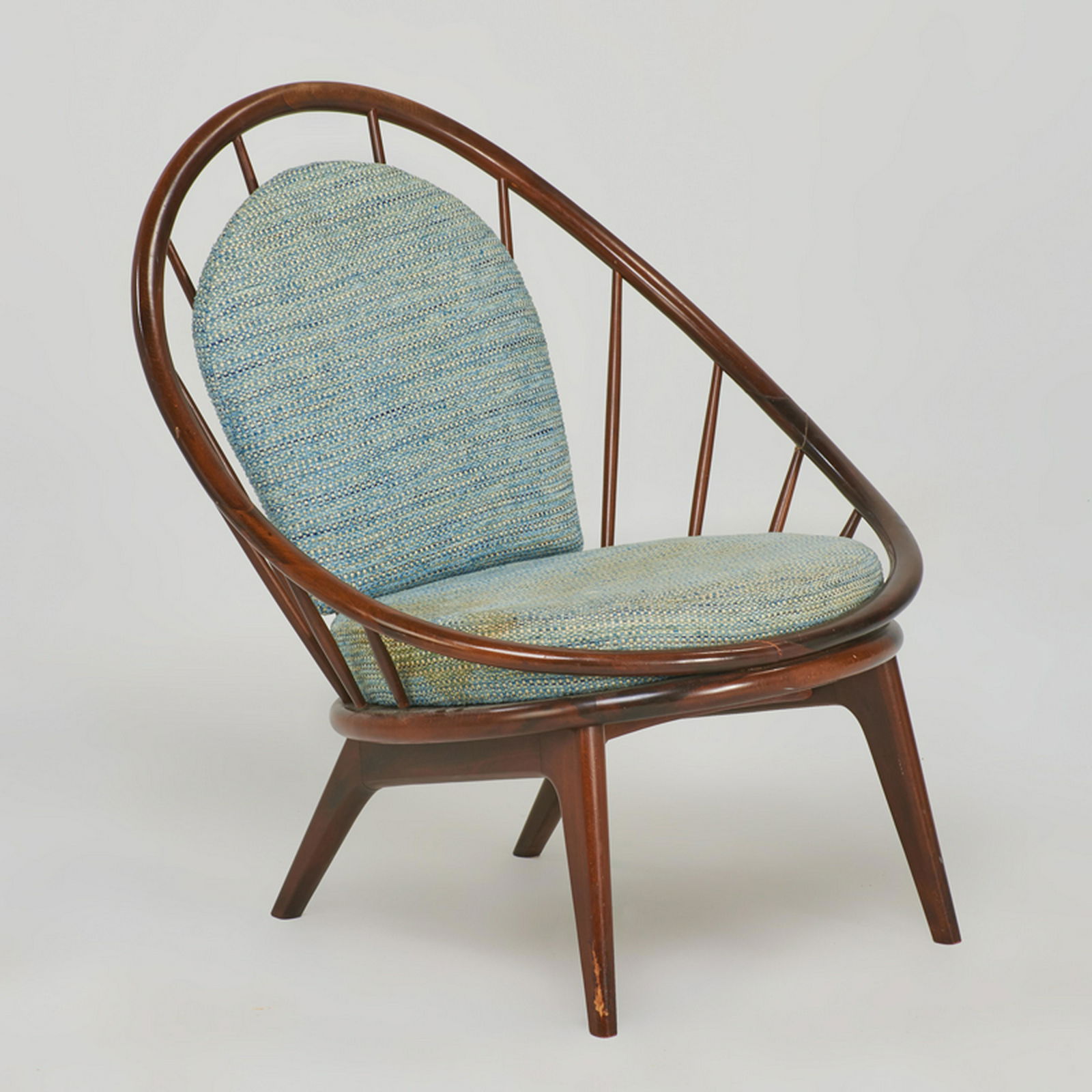 IB KOFOD-LARSEN (1921-2003); SELIG: Lounge chair, Denmark, ca. 1960s Teak, upholstery Unmarked 30" x 27" x 29"