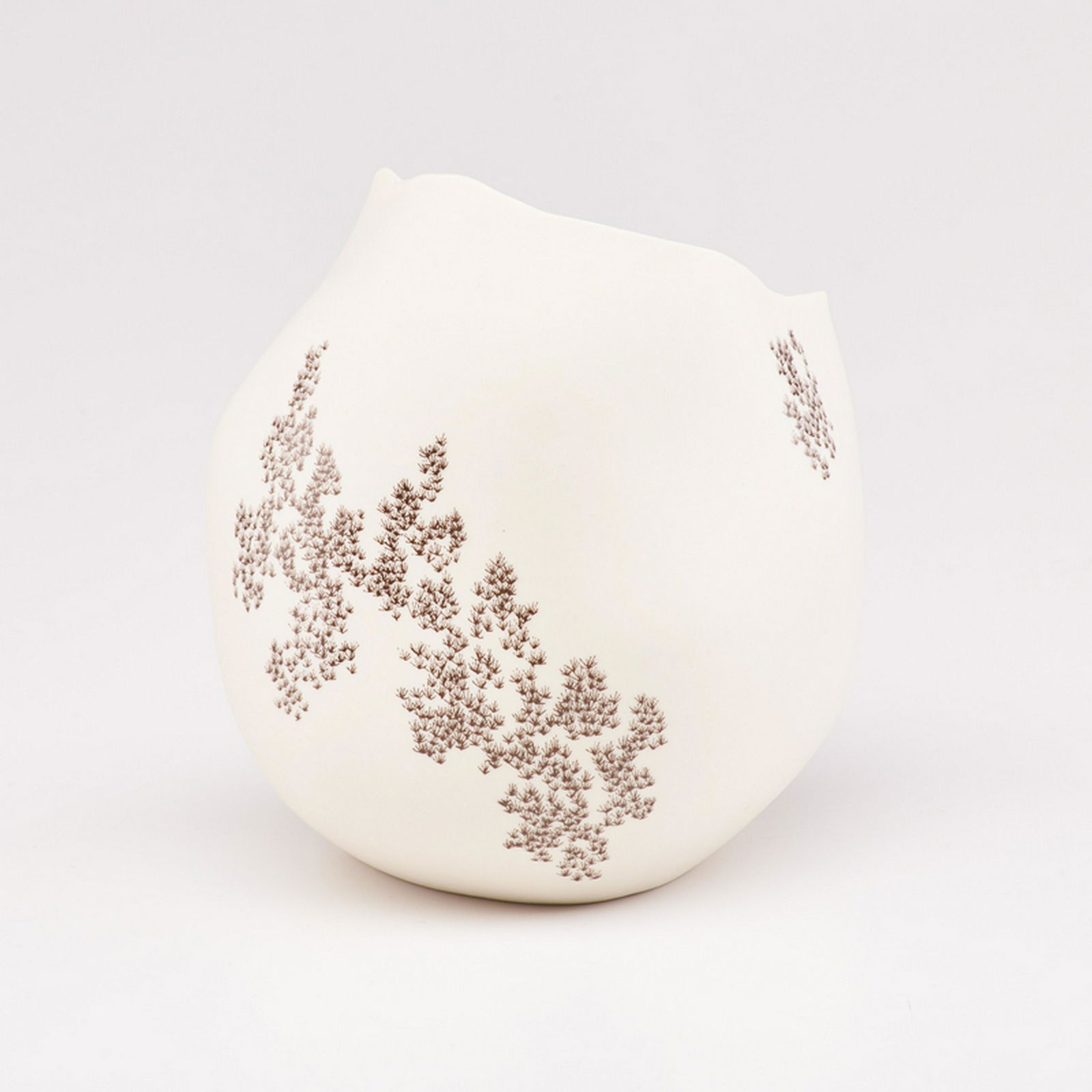 DAVID WISEMAN (b. 1981): "Rock" vase with moss decoration from the "Rocks with Moss" series, Los Angeles, CA, 2007, Glazed porcelain Signed and dated 5 1/4" x 4 1/2" dia.