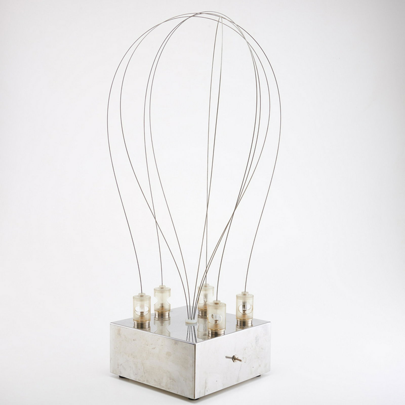 GIANNI GAMBERINI (1891-1968); STUDIO ARDITI: BT2 table lamp, Italy, 1971 Chromed steel, plastic, magnets, five sockets Manufacturer labels 9" x 9" x 4 1/2"