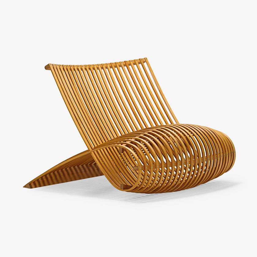 MARC NEWSON CAPELLINI Lounge chair: MARC NEWSON (b. 1963) CAPPELLINI Lounge chair, Australia/Italy, des. 1988 Bent beech wood Unmarked 27" x 31 1/2" x 39"