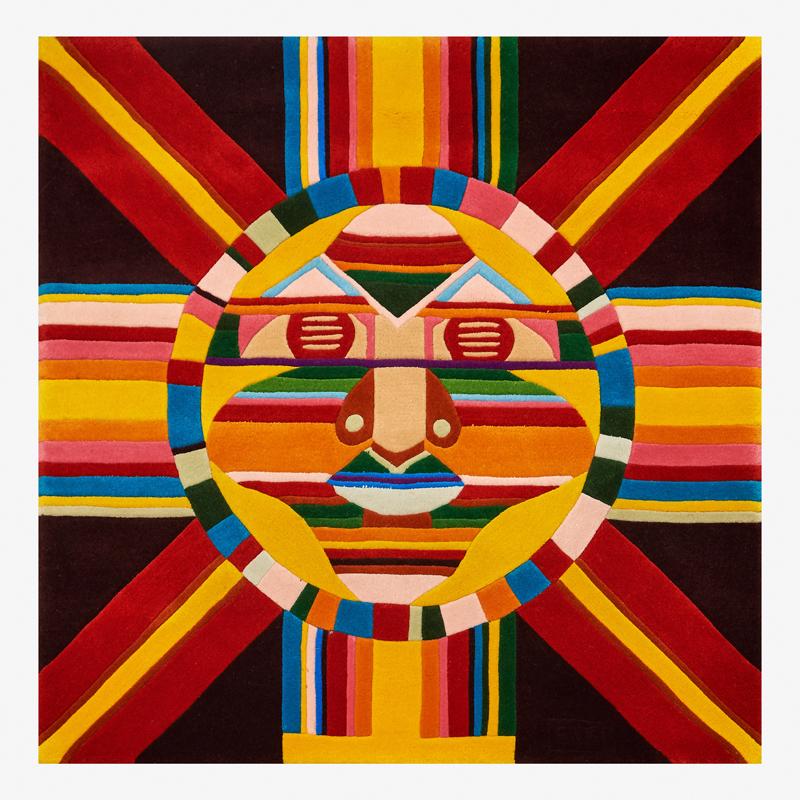 EDWARD FIELDS RUG BY BURT GROEDEL: Bright Eyes," #1035-S, sculpted wool, USA, ca. 1983 60" x 60