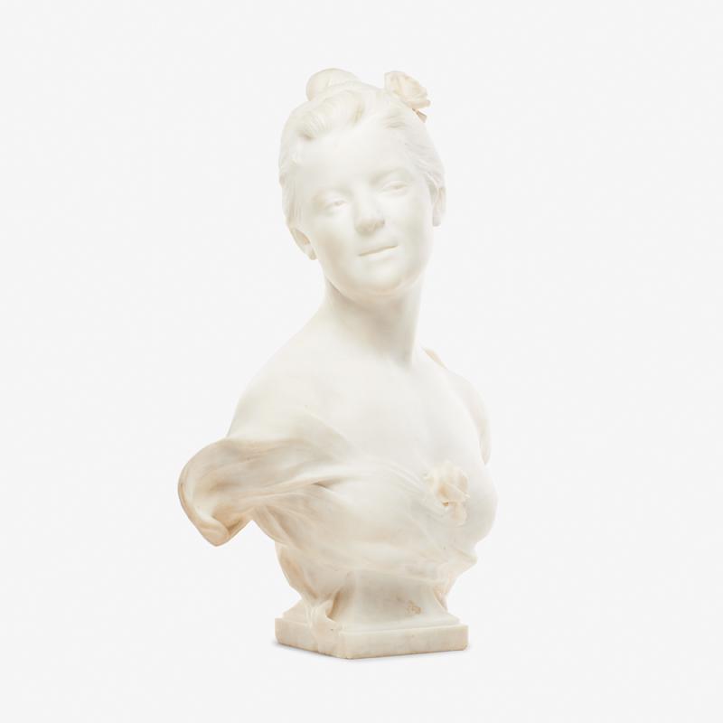 FRANCOIS-RAOUL LARCHE (French, 1860 - 1912): Bust of a lady, ca. 1900 Carved marble Incised signature 20 1/2" x 14" x 7 1/2" Provenance: Freeman's, English & Continental Furniture & Decorative Arts, May 19, 2015, lot 366 Private collection, Glad