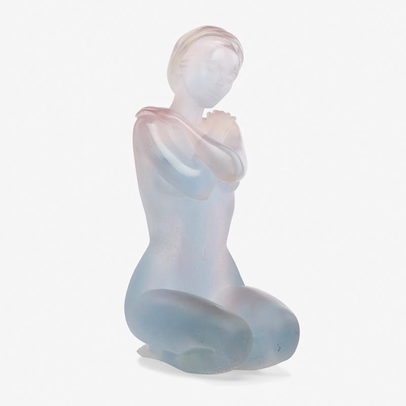 DAUM PATE DE VERRE FIGURE: Eurydice," France, late 20th c. Etched artist signature/Daum France 16 3/4" x 7" x 10