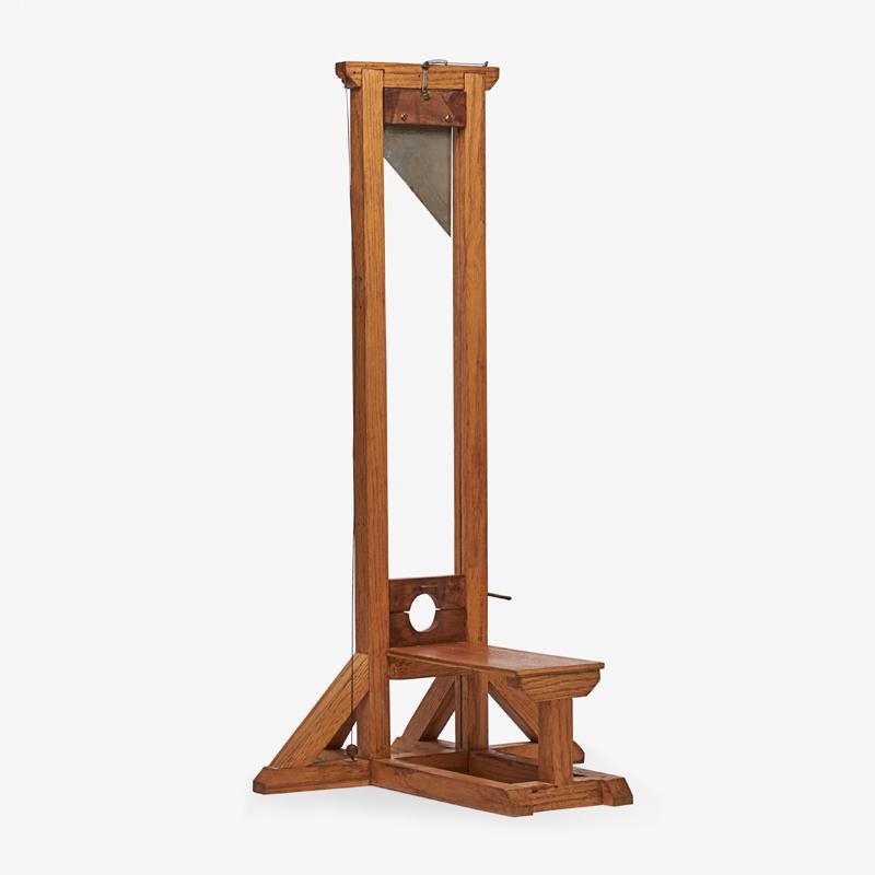 JEAN-JACQUES de la VERRIERE (French, b. 1933): Guillotine, 1988 Wood, metal, string Signed on blade and dated 31" x 16" Literature: Lipton, E.C. "Landscapes and Mental Attitudes", Artspeak, September 16, 1988. Exhibition: New York, Allan Stone Gal