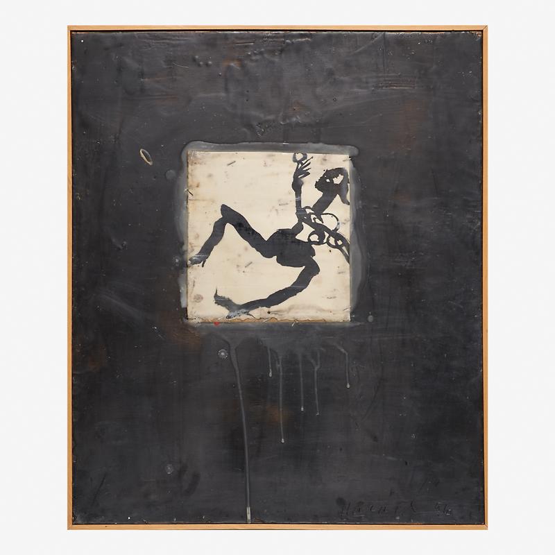 JAMES HAVARD (American, b. 1937): Woman Holding Mohave Doll, 1996 Oil and wax on wood (framed) Signed and dated "Havard 96" 24 1/2" x 19 3/4" (image), 24 1/2" x 20 1/2" (frame) Literature Stone, Allan. James Havard, New York: Allan St