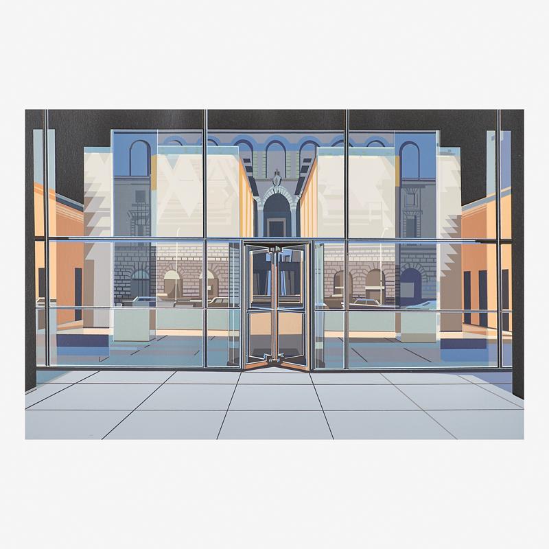 Richard Estes (American, b. 1932): Seagram Building from the Urban Landscapes, 1972 Screenprint in colors (Kulicke frame) Signed and noted R/A-V 19 1/2" x 27 3/8" (sight) Printer: Editions Domberger, Stuttgart Publisher: Parasol Press,