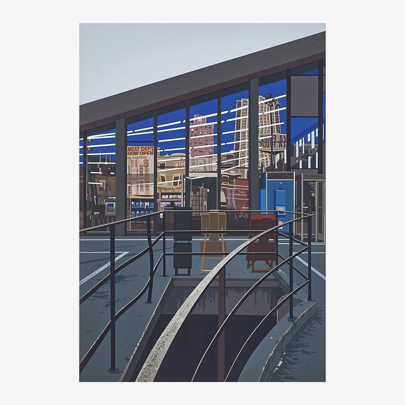 Richard Estes (American, b. 1932): Meat Department from the Urban Landscapes No. 2 series, 1979 Screenprint in colors (framed) Signed and noted A.P. 27 1/4" x 19 1/2" (sheet) Printer: Editions Domberger, Stuttgart Publisher: Parasol Pr