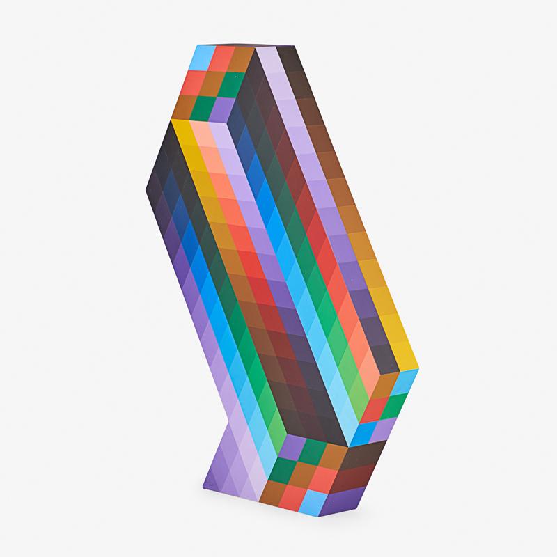 Victor Vasarely (French/Hungarian, 1908-1997): Torony II, 1970 Acrylic on wood Numbered (illegibly) 26 1/4" x 16 1/4" x 2 7/8" Provenance: Private Collection, Delaware