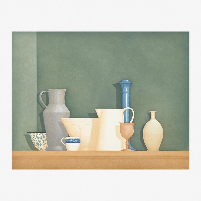 William H. Bailey (American, b. 1930): Umbria Verde, 1996 Aquatint with hard ground etching in colors (framed) Signed, dated and numbered 35/50 13 7/8" x 17 3/4" (plate) 16" x 19 3/4" (sight) Provenance: Hidell Brooks Gallery, Charlotte, N