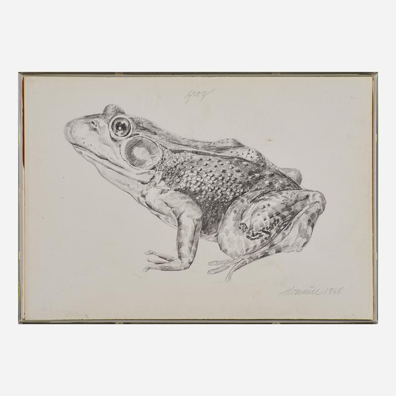 Don Nice (American, 1932-2019): Frog, 1968 Pencil on paper (Plexiglas Box) Signed, dated and titled 10 3/8" x 7 1/4" (sheet) Exhibition: Ten Painters, Oak Lounge, The Student Center, Baruch College, New York, May 8 - 29, 1969 Proven