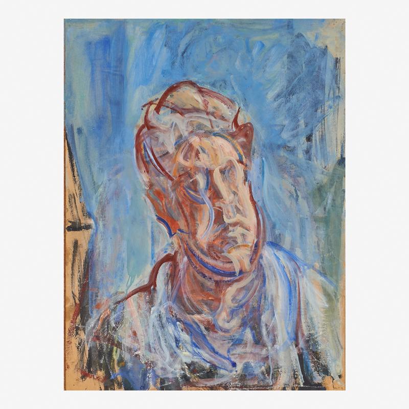 Leland Bell (American, 1922-1991): Self-Portrait, 1957 Oil on paper mounted to board(framed) 24" x 18" Provenance: Zabriskie Gallery, New York (label on verso) Private Collection, New York