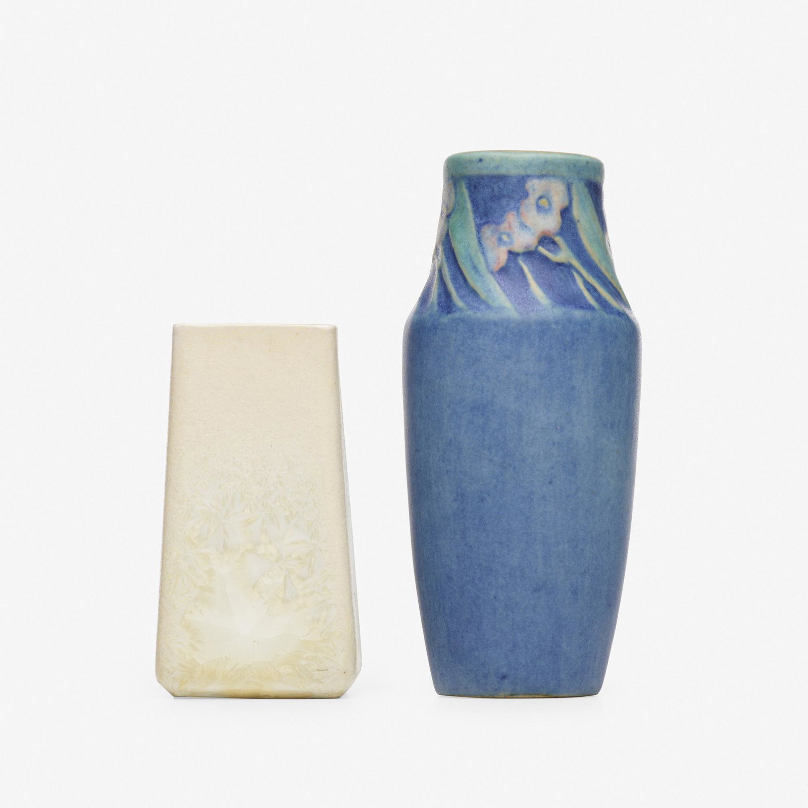 Henrietta Bailey for Newcomb College, cabinet vase: Henrietta Bailey for Newcomb College Pottery cabinet vase with flowers USA, 1921 glazed earthenware, glazed porcelain 4.5 h × 2 dia in (11 × 5 cm) Sold with a c. 1913 University City cr