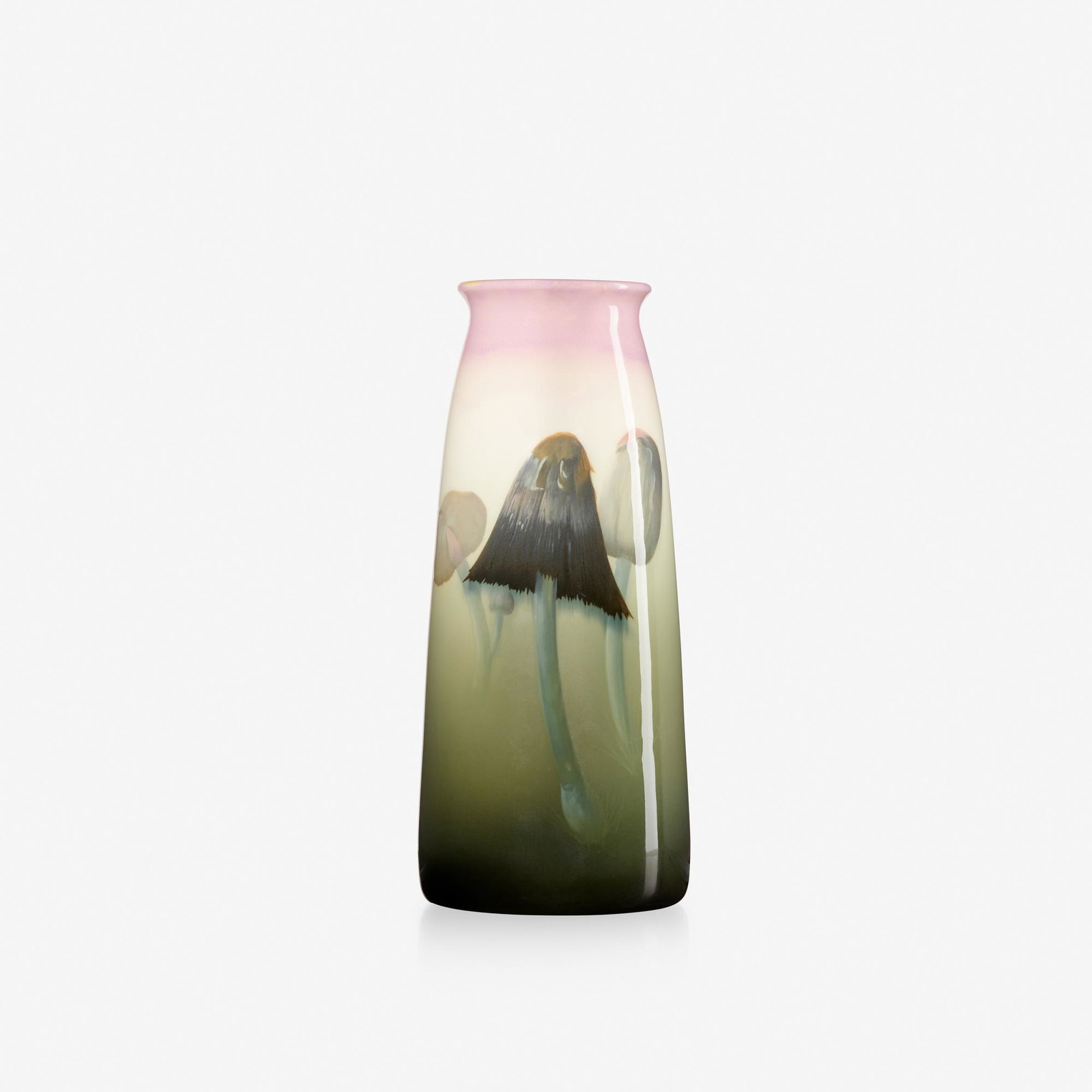 Carl Schmidt for Rookwood, Iris Glaze vase: Carl Schmidt for Rookwood Pottery Iris Glaze vase with mushrooms USA, 1909 glazed earthenware 10.25 h × 4.5 dia in (26 × 11 cm) Signed, dated and numbered 'Flame mark/1660C/W/SC'.