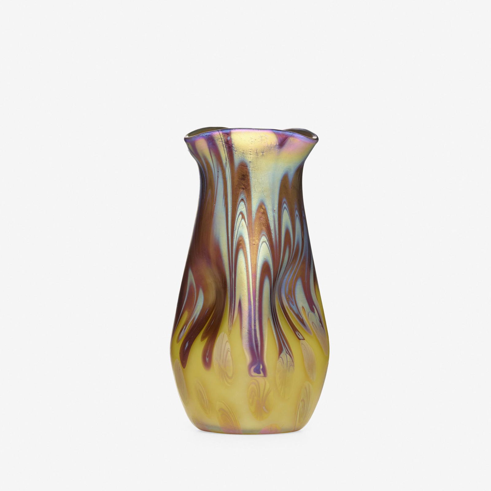 Loetz, Phänomen vase (Gre 2/314): Loetz Phänomen vase (Gre 2/314) Austria, c. 1902hand-blown glass5 h × 2.5 dia in (13 × 6 cm) Etched signature to underside 'Loetz Austria'.