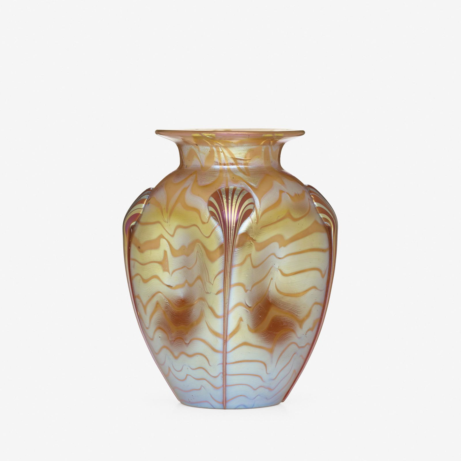 Loetz, Phänomen vase (Gre 1/78): Loetz Phänomen vase (Gre 1/78) Austria, c. 1901hand-blown glass6 h × 4.5 w × 3.5 d in (15 × 11 × 9 cm) Etched signature to underside 'Loetz Austria'.
