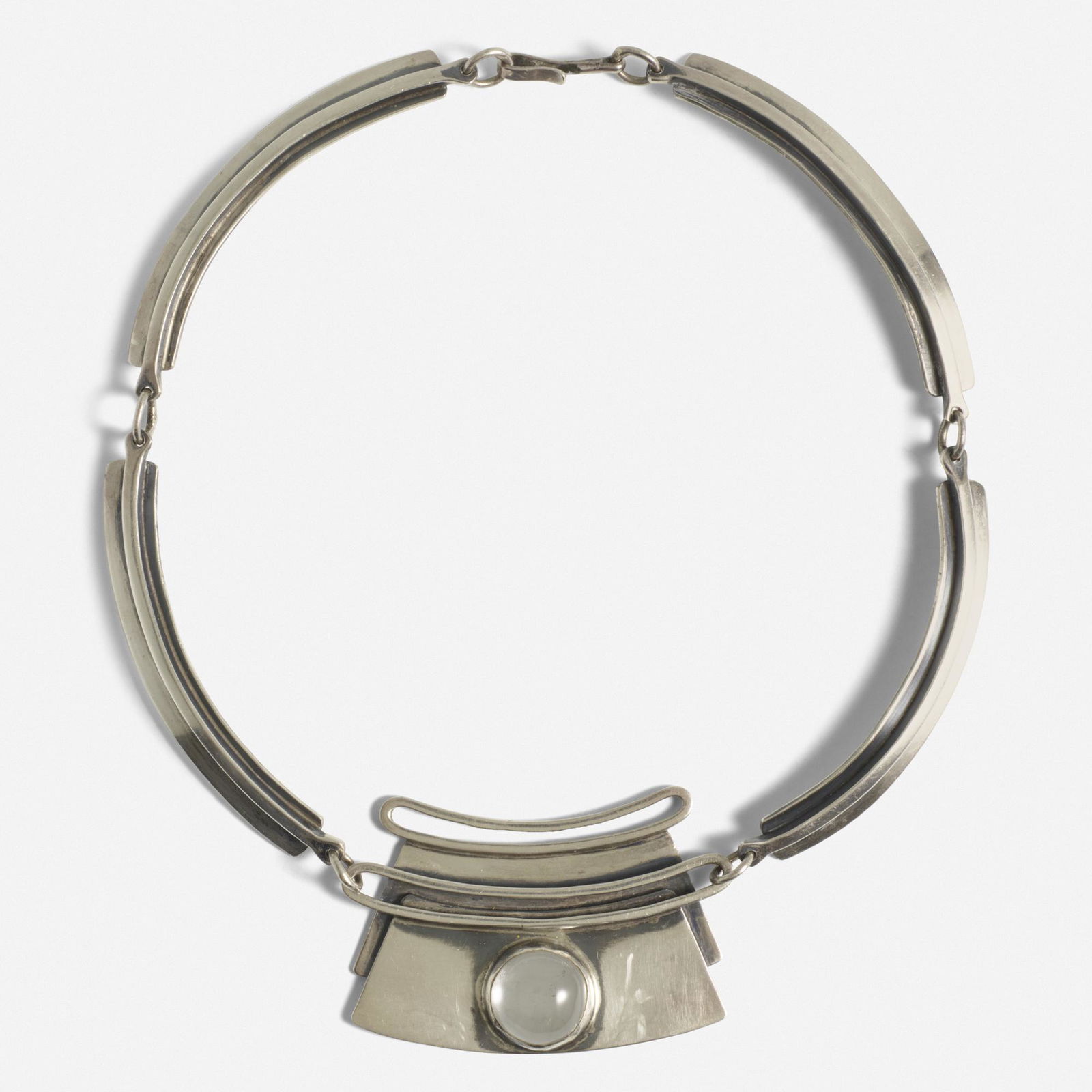 Ed Wiener, necklace: Ed Wiener necklace USA, c. 1955sterling silver, quartz14.25 dia in (36 cm) Signed to reverse 'Ed Wiener Sterling'.