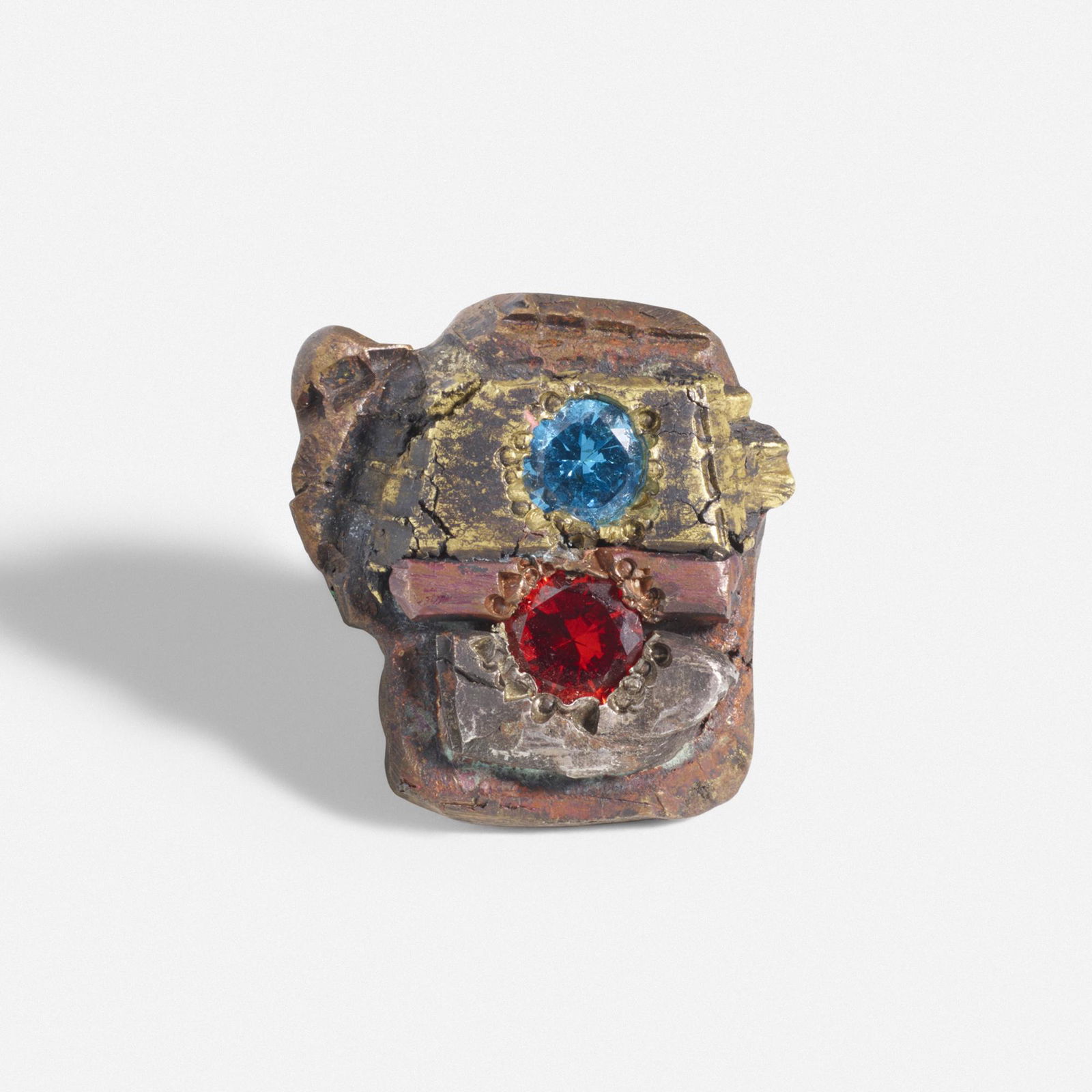 Karl Fritsch, ring: Karl Fritsch ring Germany, 2013silver, copper, bronze, cubic zirconia1.25 h × 1.25 w × 1.75 d in (3 × 3 × 4 cm) Signed and dated to interior 'KF 13'. Ring size: 6.5.