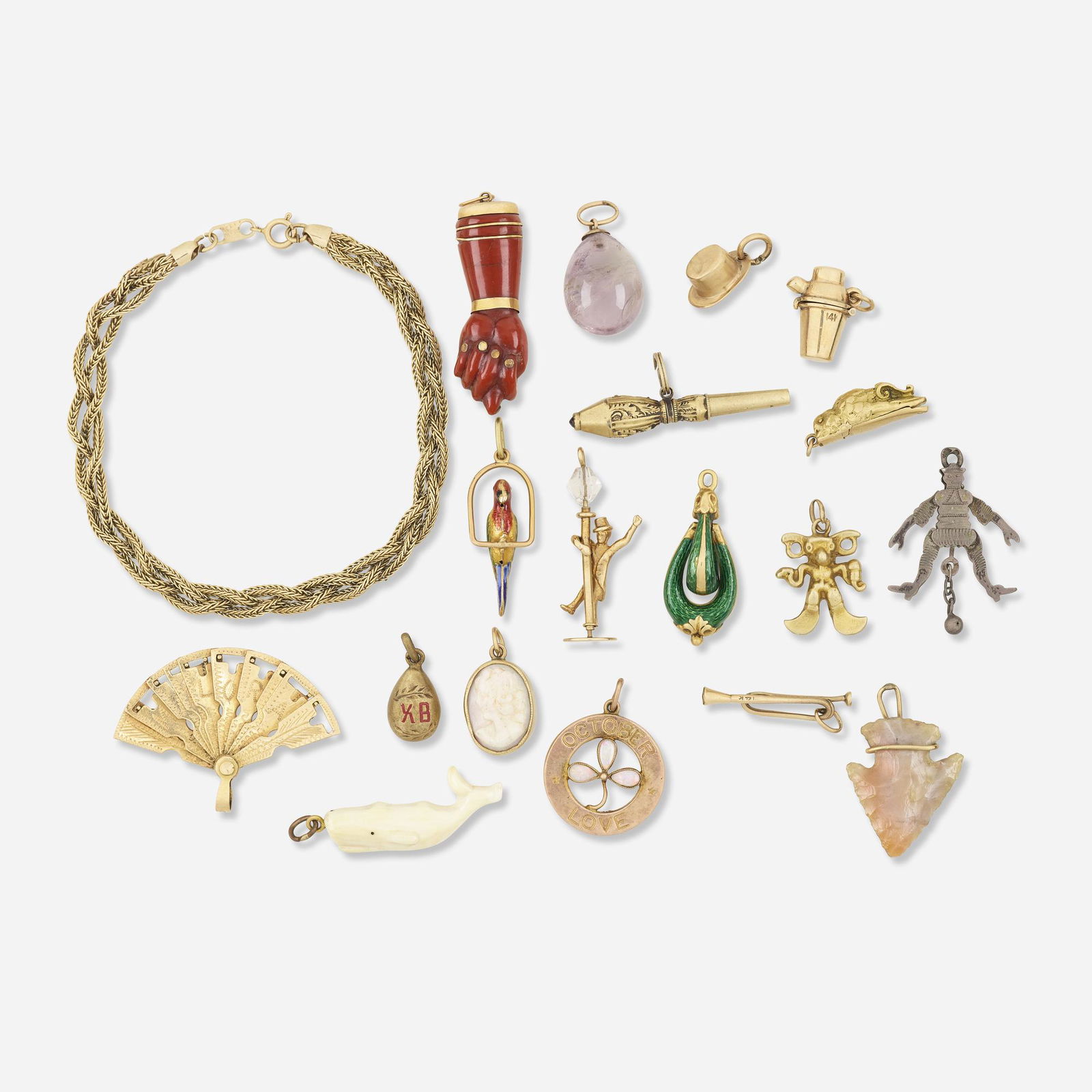 Collection of antique charms with bracelet (1 of 1)