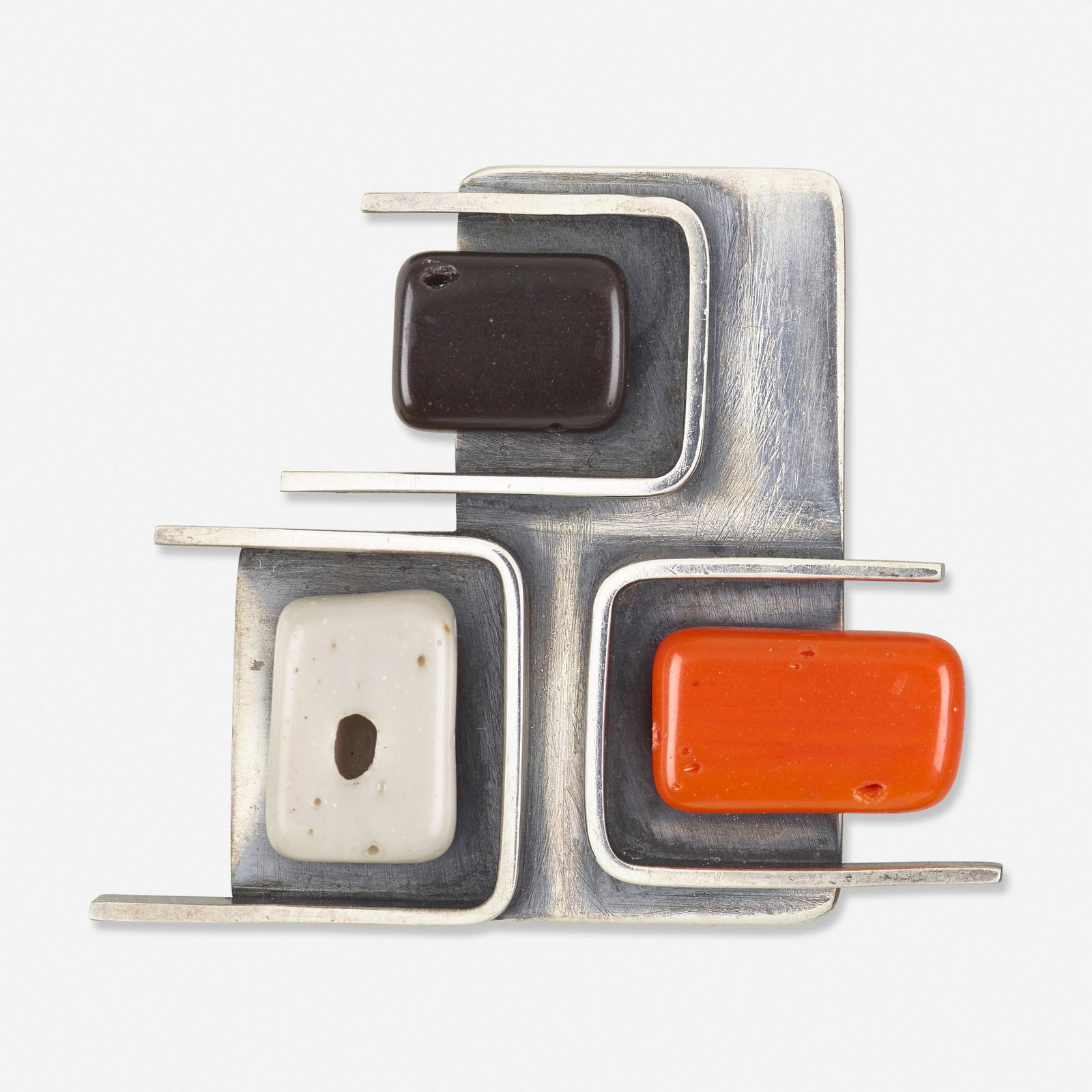 Frances Holmes Boothby, Red, black, white stone brooch (1 of 1)