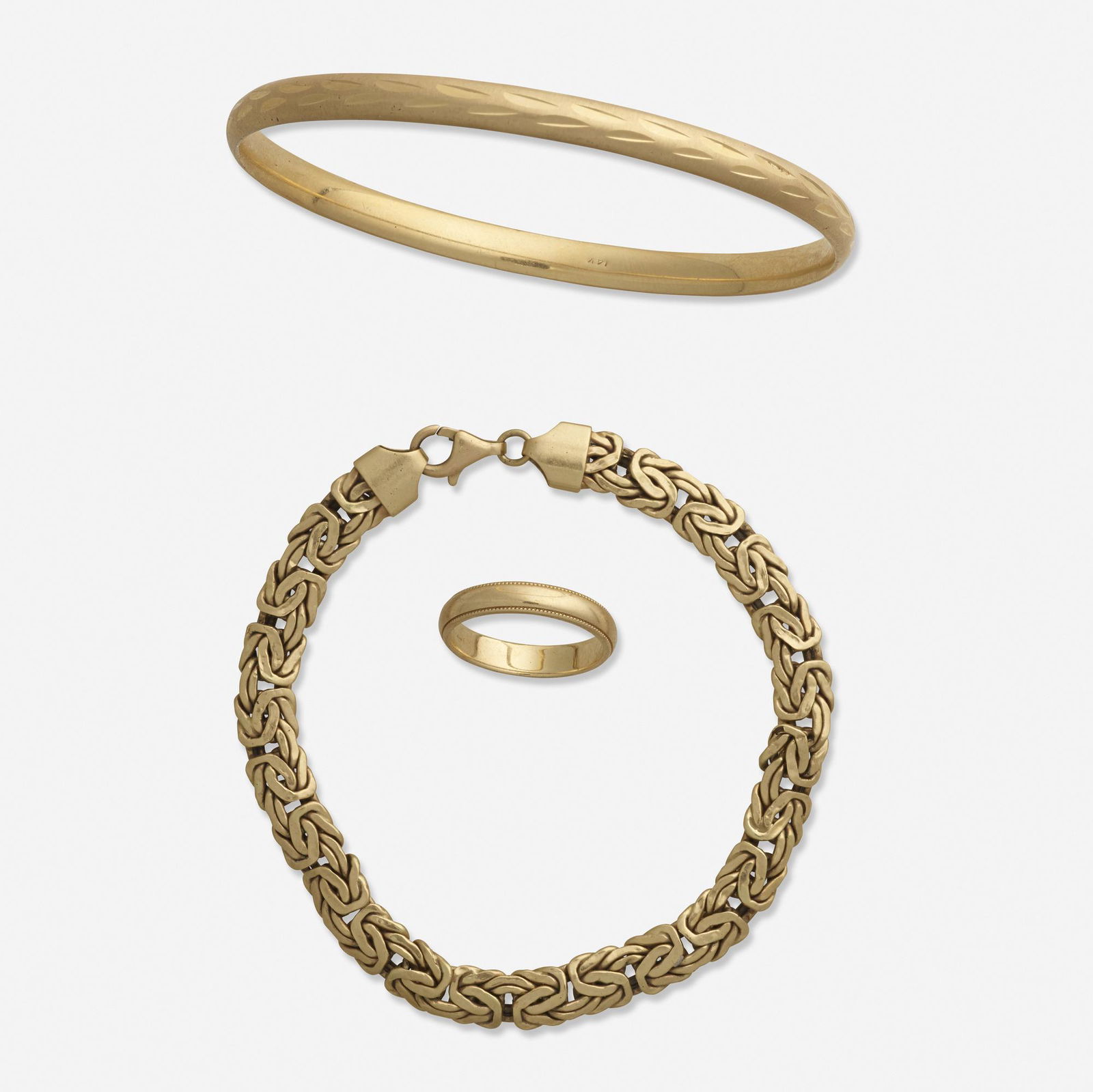 Gold bracelets and ring (1 of 1)
