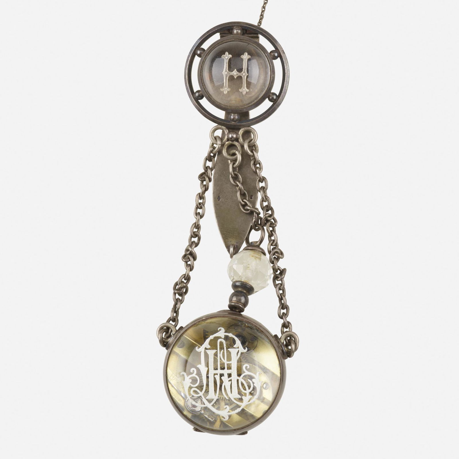 Early 20th century rock crystal lapel ball watch (1 of 2)