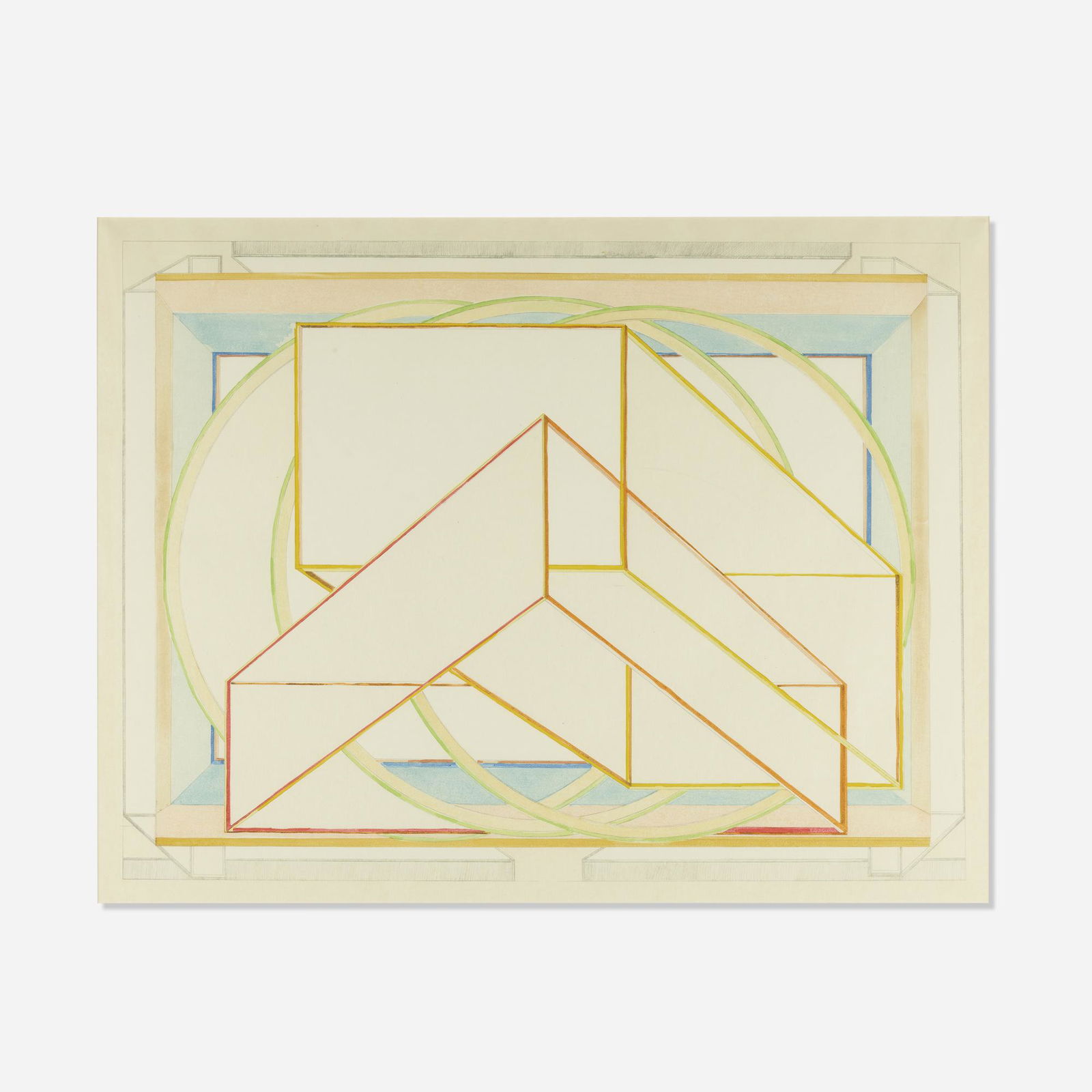 Al Held, Kyoto-Wa: Al Held Kyoto-Wa 1985woodcut in colors27.25 h × 40 w in (69 × 102 cm) Signed, dated and numbered to verso '93/100 Al Held 85'. This work is number 93 from the edition of 100 printed by Tadashi To