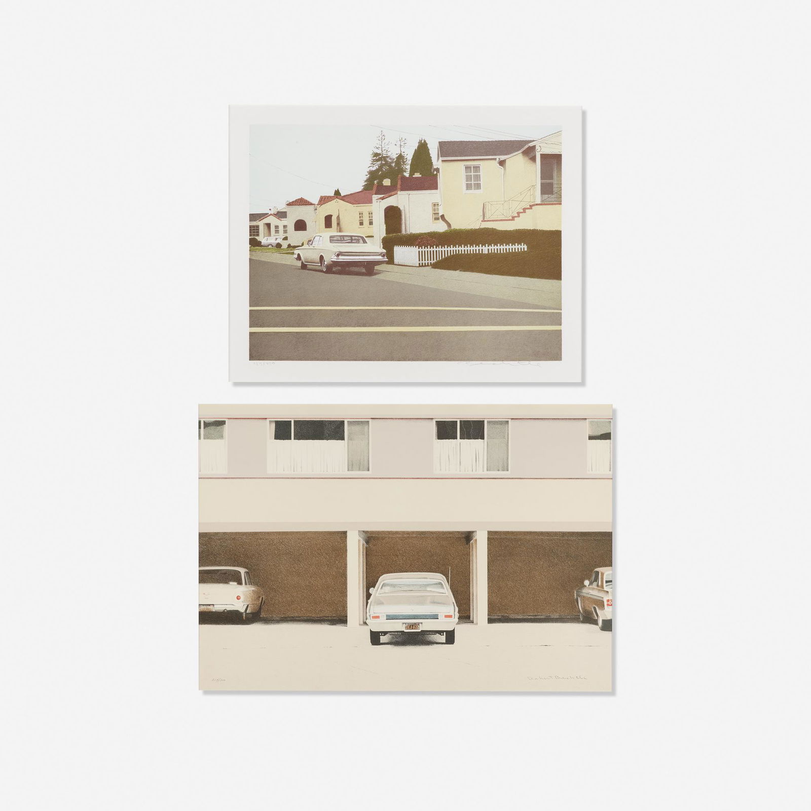 Robert Bechtle, Two Works: Robert Bechtle Car No. 3 and '68 Nova (two works) 1975 and 1972lithograph in colors Car No. 3: 23 h x 28 w inches. Signed and numbered to lower edge '183/250 Bechtle'. This work is number 183 fro
