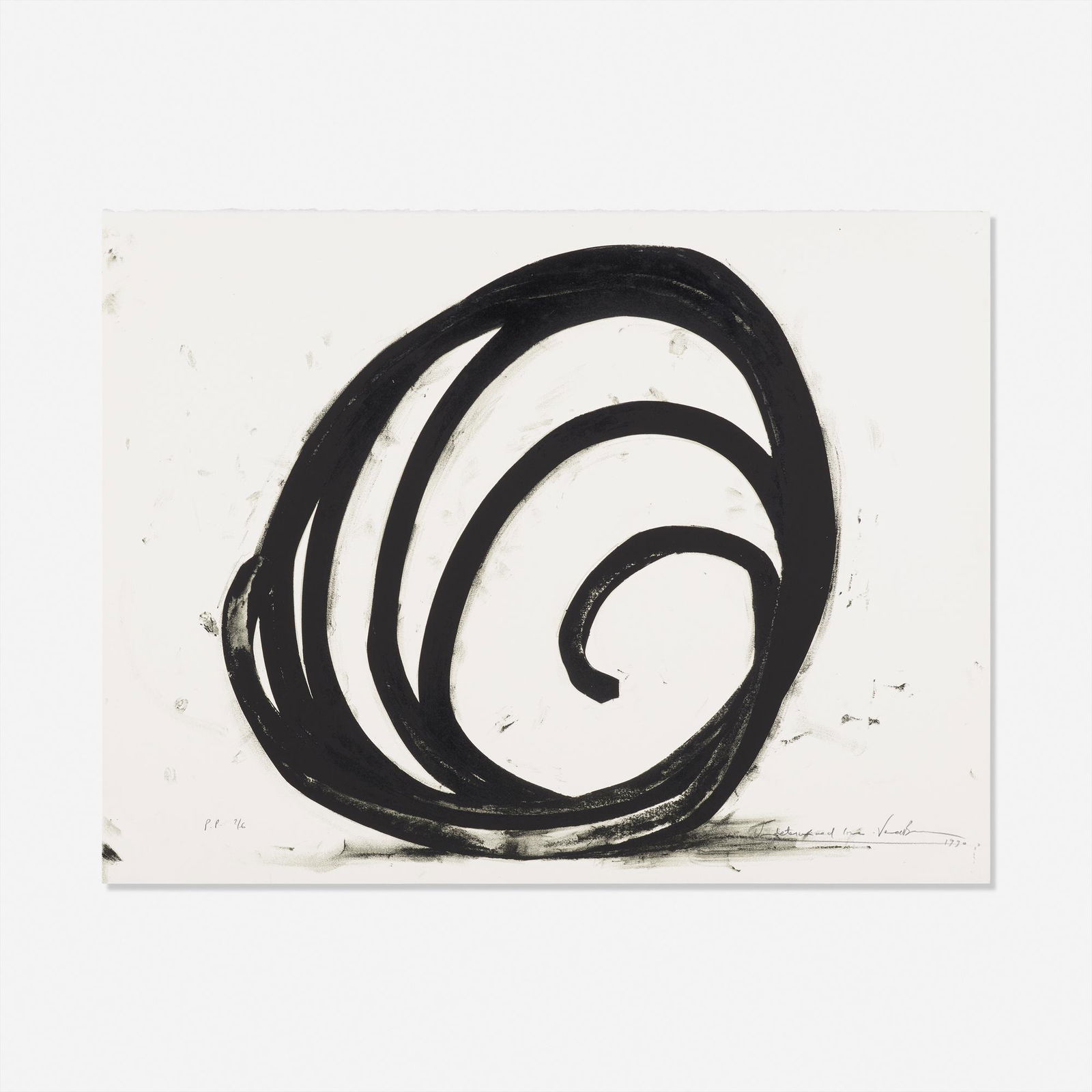 Bernar Venet, Ligne Indeterminee 05: Bernar Venet Ligne Indeterminee 05 1990screenprint in colors on BFK Rives22 h × 25 w in (56 × 63 cm) Signed, titled, dated and numbered to lower edge 'PP 2/6 Indeterminated Line Venet 1990'. This