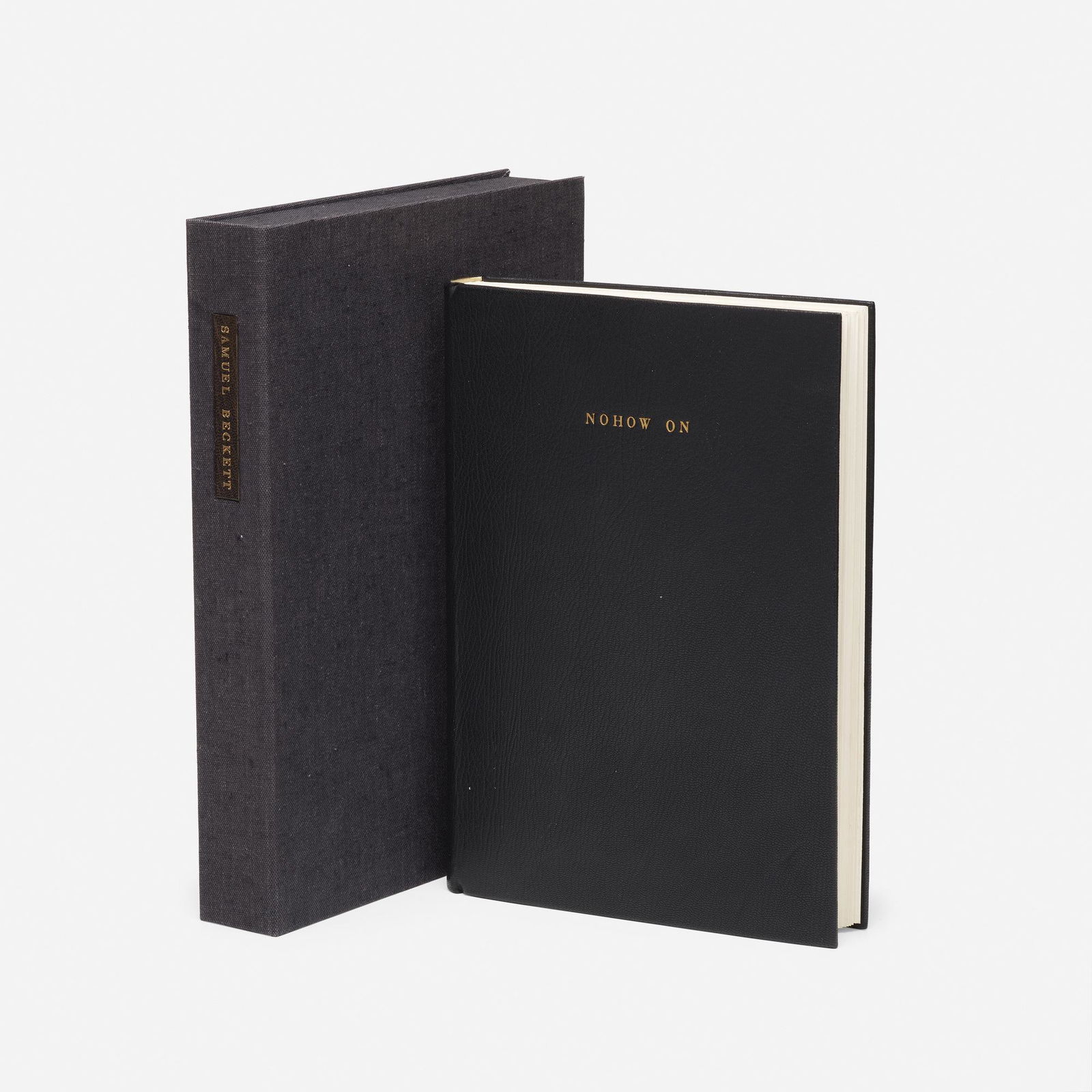 Robert Ryman, Nohow On, with text by Samuel Beckett: Robert Ryman Nohow On, with text by Samuel Beckett 1989Leather bound book with six aquatints on Arches10.875 h × 8 w × 1 d in (28 × 20 × 3 cm) Signed and numbered to colophon page '153 Samuel Bec