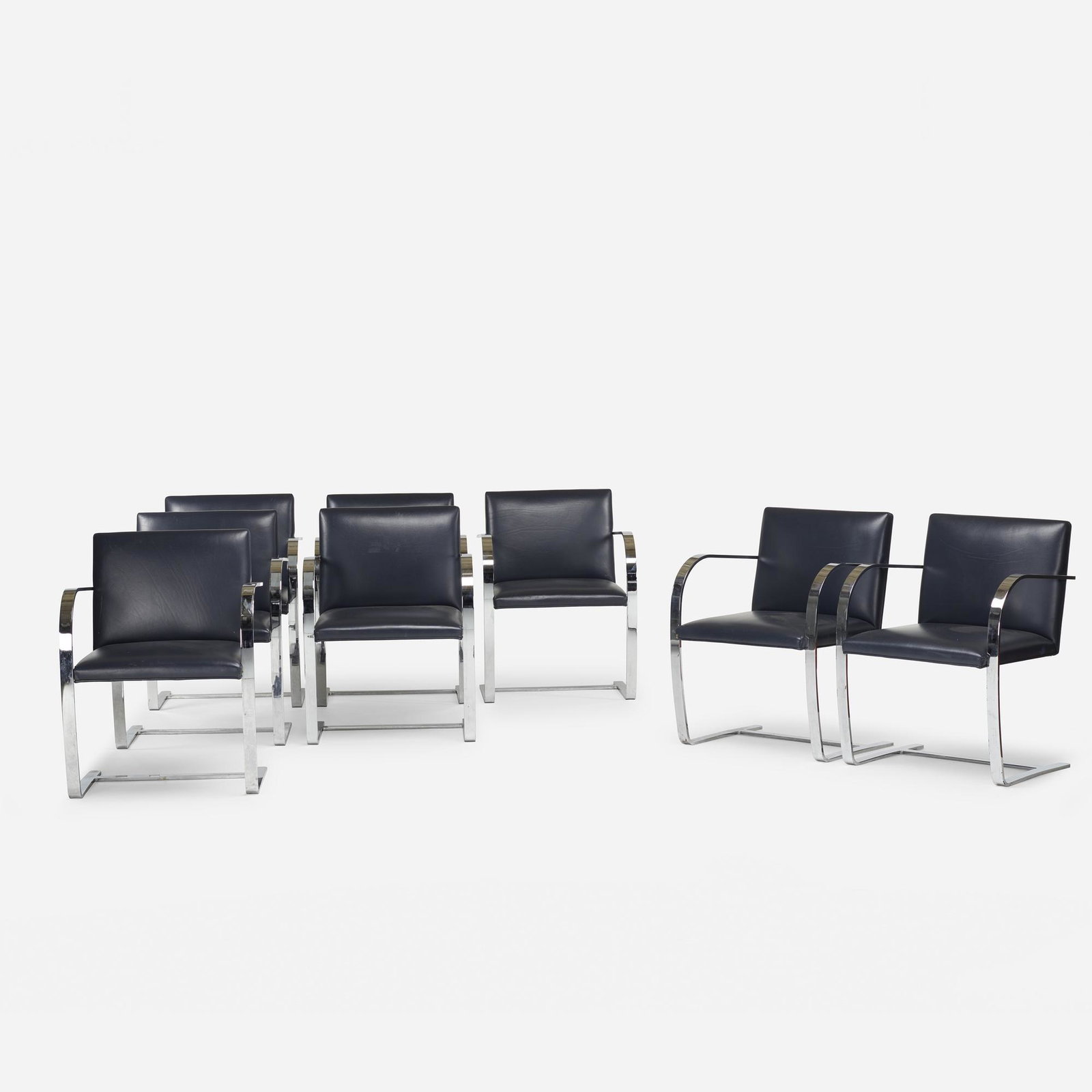 Ludwig Mies van der Rohe, Brno chairs, set of twelve: Ludwig Mies van der Rohe Brno chairs, set of twelve Knoll International Germany / USA, 1929 / c. 1990 chrome-plated steel, leather 31 h × 23 w × 22.5 d in (79 × 58 × 57 cm)