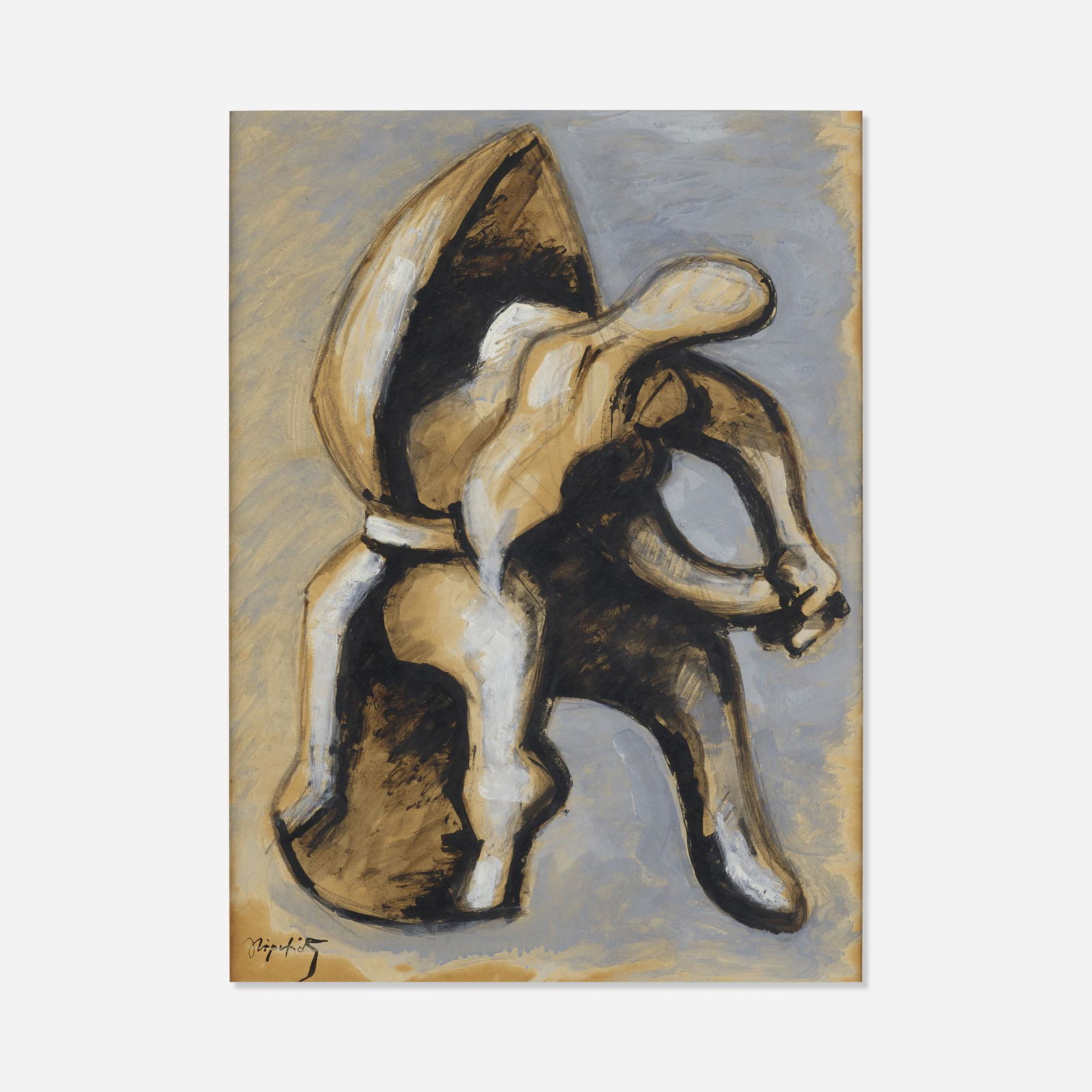 Jacques Lipchitz, Dancer with Hood: Jacques Lipchitz Dancer with Hood ink and gouache on paper22.25 h × 16 w in (57 × 41 cm) Signed to lower left 'Lipchitz'.