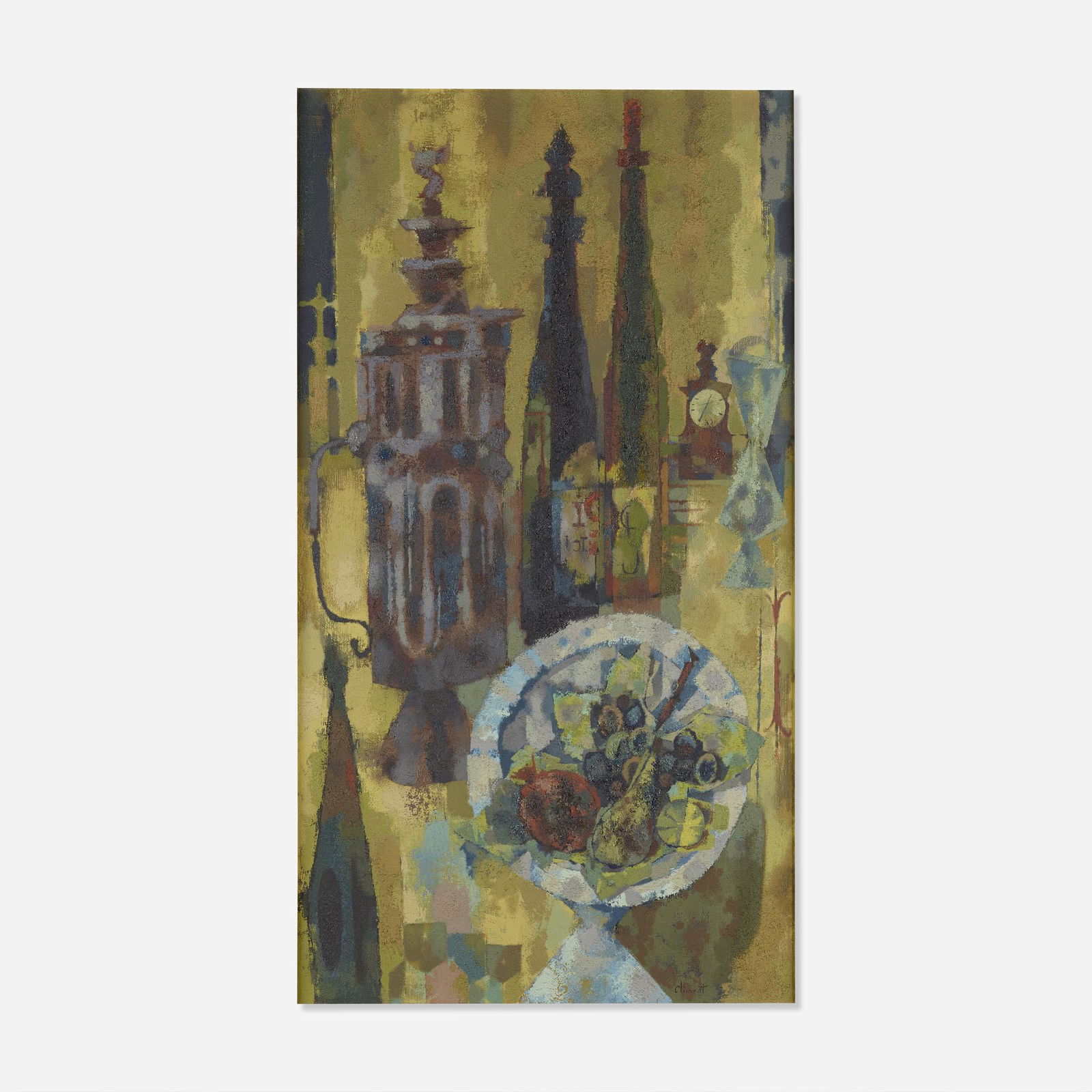 Enrique Climent, Untitled (Nature Morte): Enrique Climent Untitled (Nature Morte) 1951-61mixed media on canvas43.75 h × 23 w in (111 × 58 cm) Signed to lower right 'Climent'.