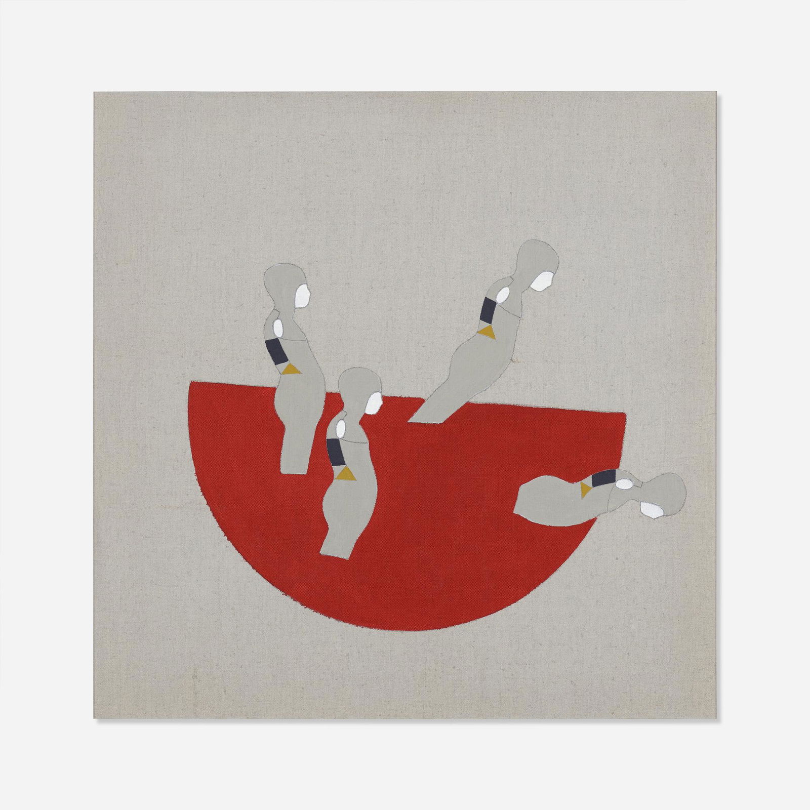 Ernest Trova, Untitled (Red): Ernest Trova Untitled (Red) oil and pencil on canvas22.75 h × 22.75 w × 1.25 d in (58 × 58 × 3 cm)