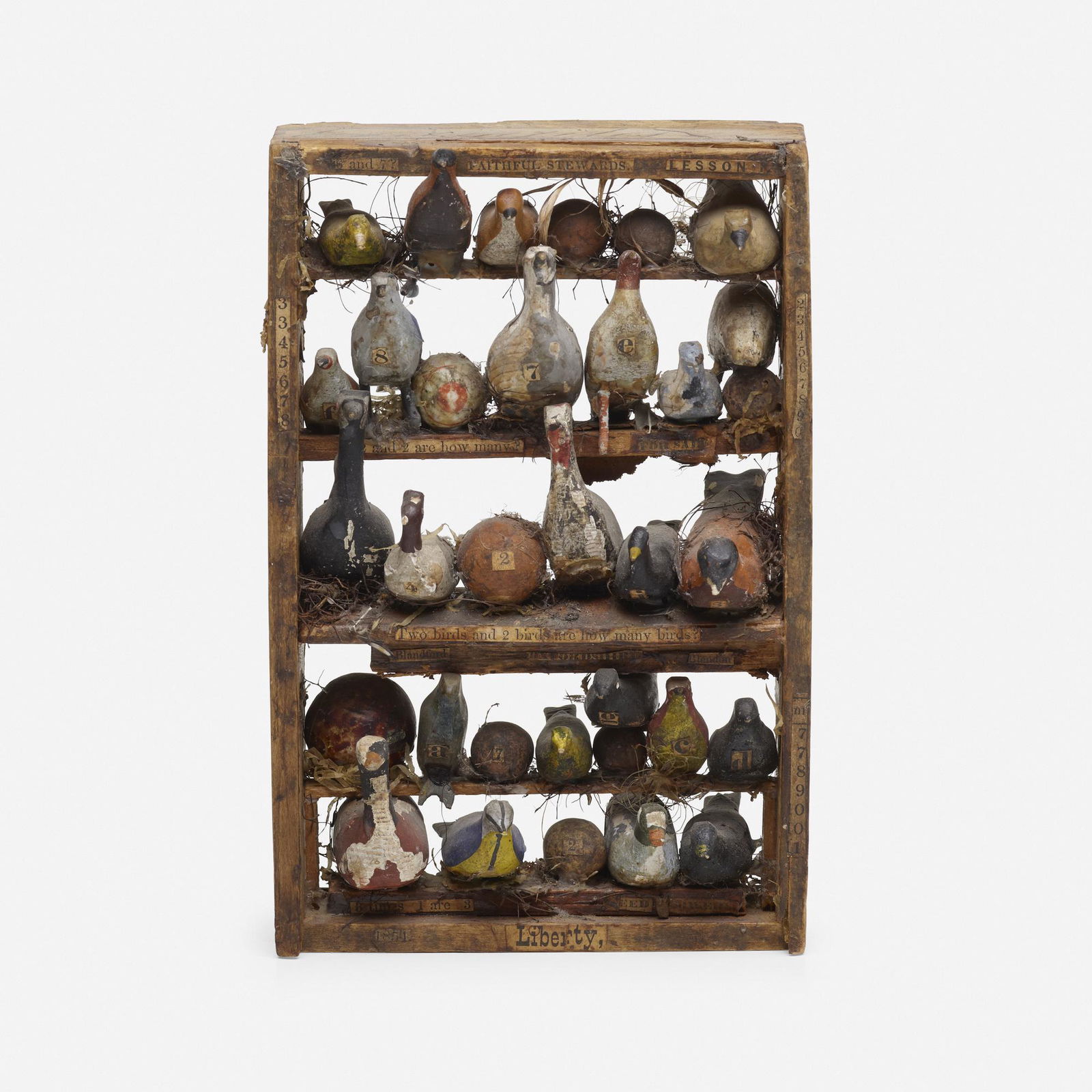 Barry Cohen, Construction # 35: Barry Cohen Construction # 35 1988box, painted wood birds and typed paper6.875 h × 4.5 w × 3 d in (17 × 11 × 8 cm) Provenance: Acquired directly from the