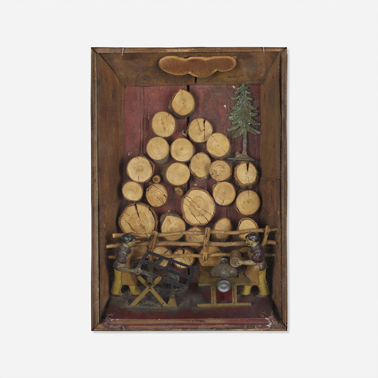 Barry Cohen, Sawmill Workers Diorama: Barry Cohen Sawmill Workers Diorama wood, metal, and glass17.75 h × 12.25 w × 5 d in (45 × 31 × 13 cm) Provenance: Acquired directly from the artist | Allan Sto