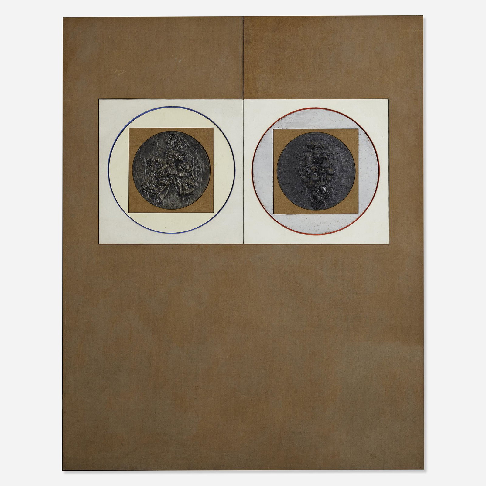 John Kacere, Roman Visitation 1: John Kacere Roman Visitation 1 1963 mixed media collage on canvas 60.5 h × 48 w in (154 × 122 cm) Provenance: Acquired directly from the artist | Allan Stone Gallery, N