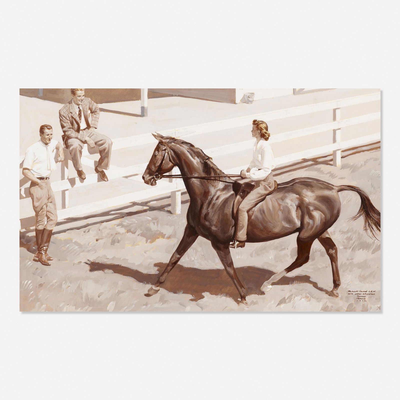 Donald Teague, Blue Ribbon Nerve: Donald Teague Blue Ribbon Nerve 1942gouache on paper board24 h × 33.75 w in (61 × 86 cm) Signed, dated and inscribed to lower right 'To Lieut. Callar U.S.N. with best regards Donald T