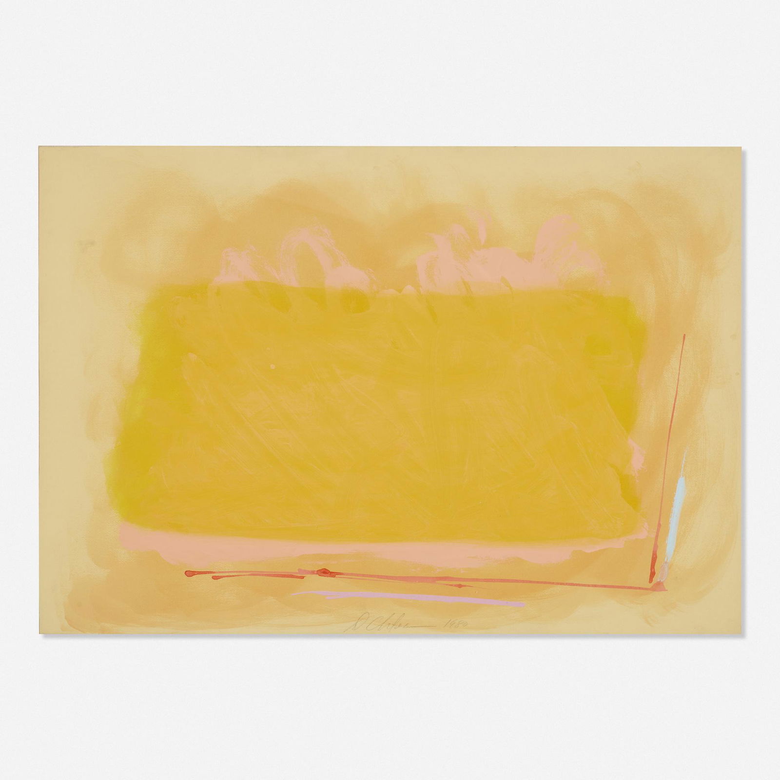 Dan Christensen, Untitled: Dan Christensen Untitled 1980acrylic on paper27.25 h × 39.25 w in (69 × 100 cm) Signed and dated to lower edge 'Dan Christensen 1980'. Signed, dated and inscribed to verso 'D Christen