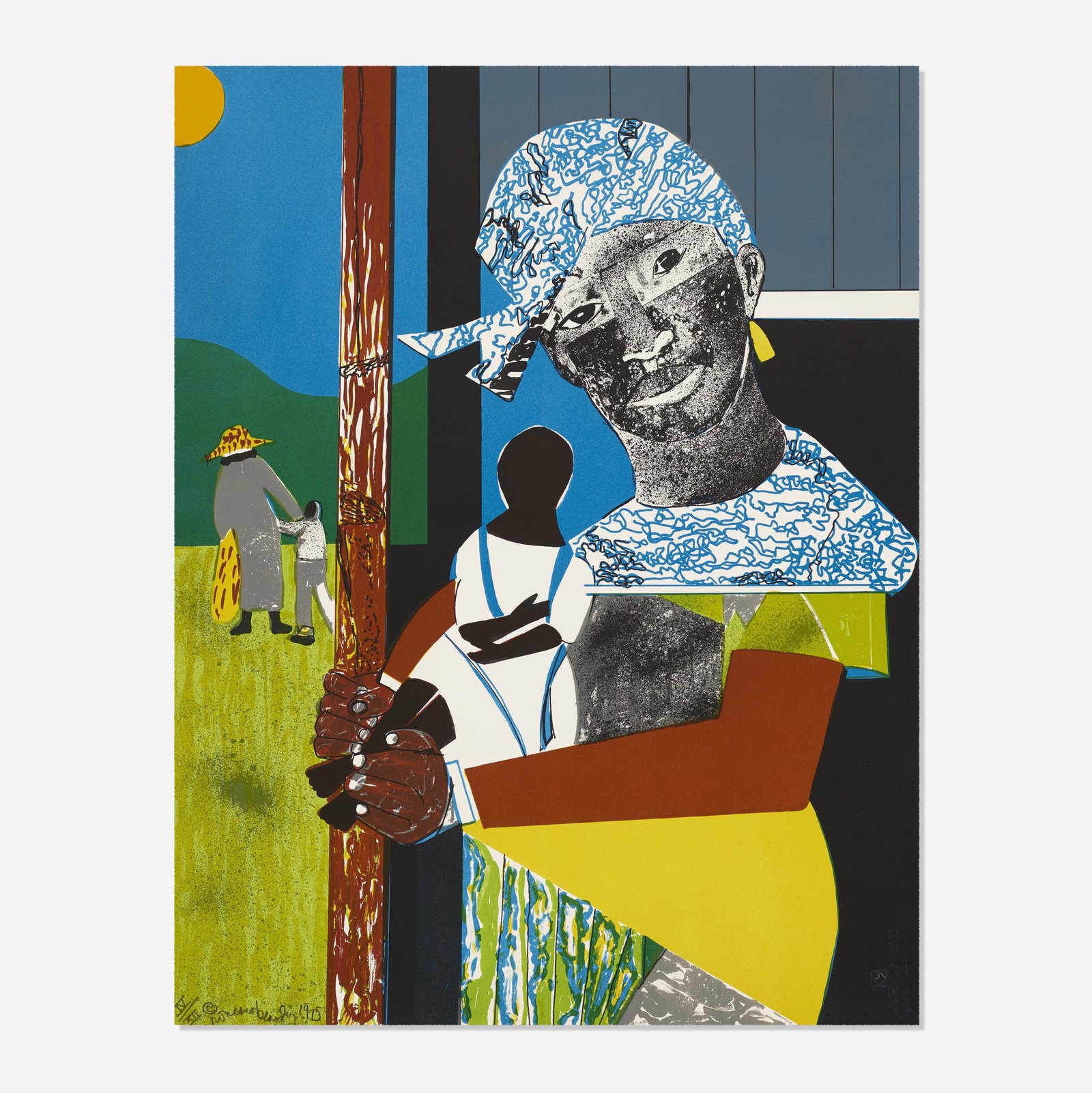 Romare Bearden, Come Sunday: Romare Bearden Come Sunday from the 1776 USA 1976: Bicentennial Prints portfolio 1975 lithograph in colors on Arches 27.75 h × 21.625 w in (70 × 55 cm) Signed, dated and numbered to low