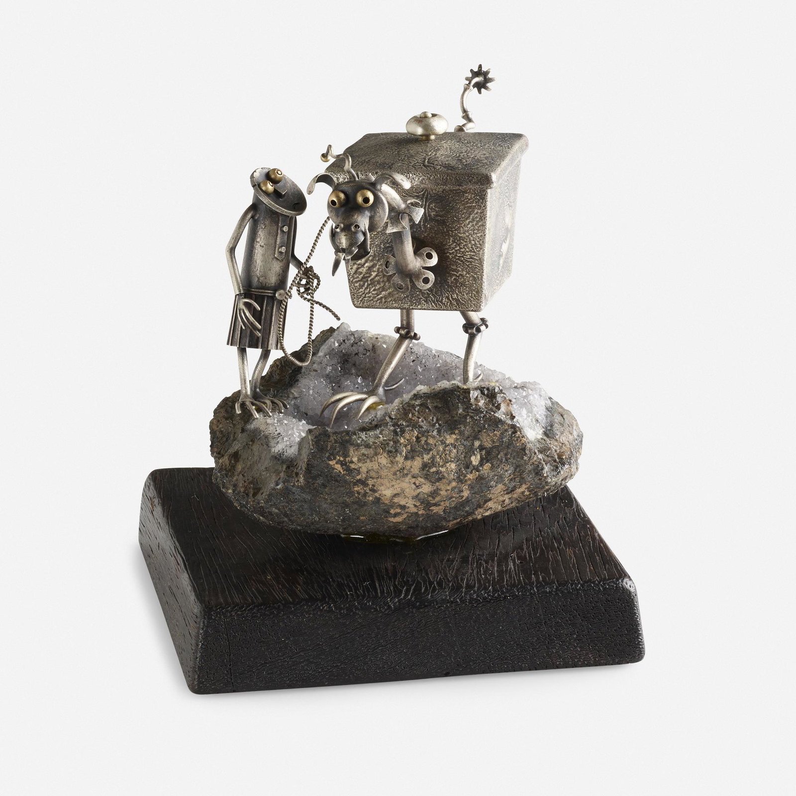 Earl Krentzin, Sterling silver and druzy quartz statue: Earl Krentzin Sterling silver and druzy quartz statue Earl Krentzin is an American silversmith sculptor, who works mostly in small scale fantasy sculptures. In December of 1969 Kennedy Galleries in Ne