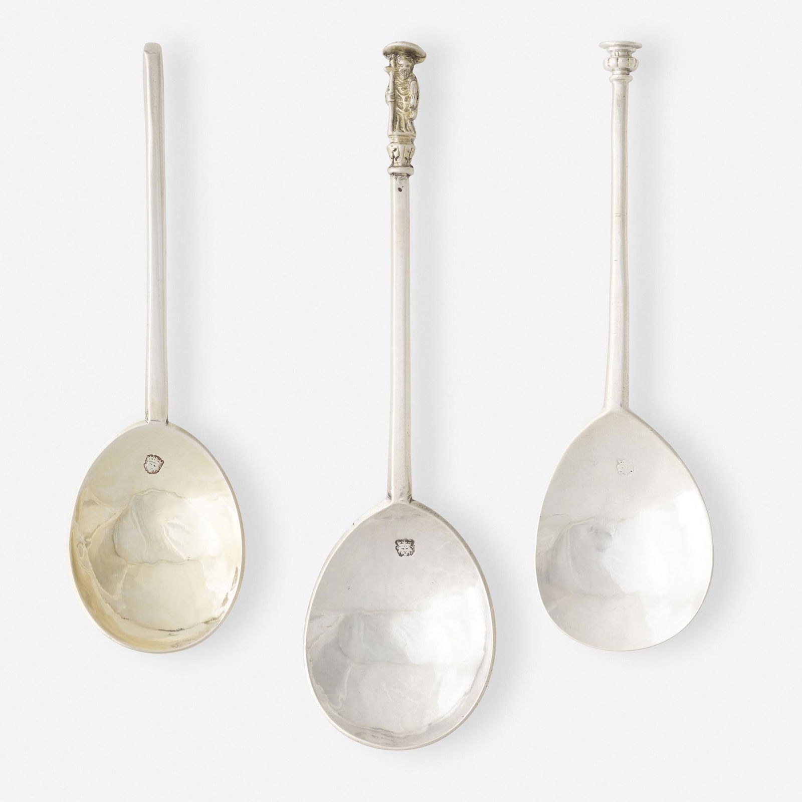 Edward Hole (Holles), Charles I Apostle spoon: Edward Hole (Holles) Charles I Apostle spoon London, England, c. 1629sterling silver7.375 h in (19 cm) Features fig-shaped bowl, tapering faceted stem, and gilt Apostle finial of St. James the Gr