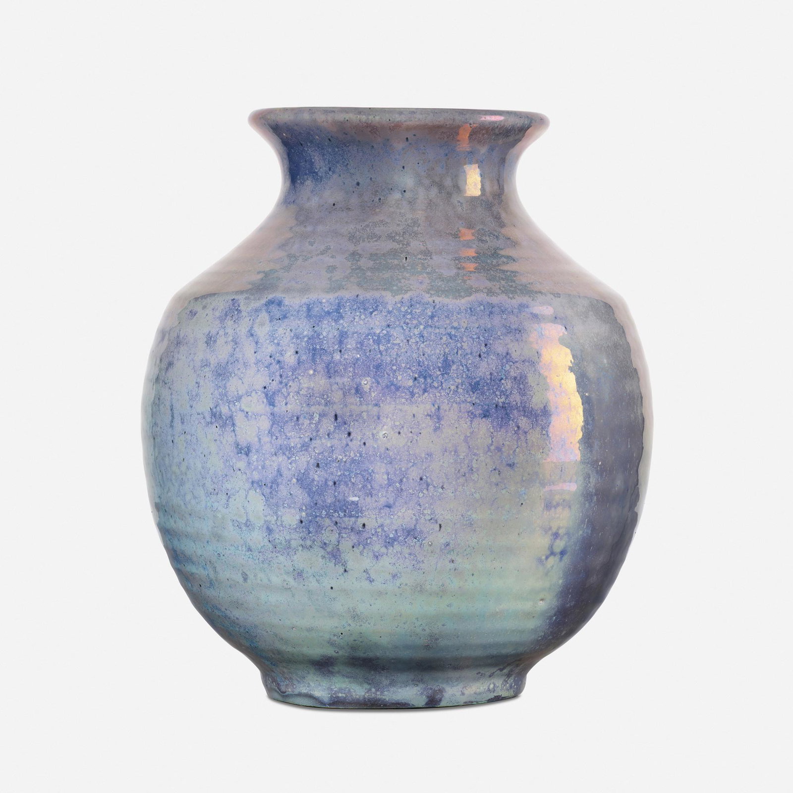 Pewabic Pottery, vase: Pewabic Pottery vase USA, 1915-30 glazed stoneware 10 h × 8.5 dia in (25 × 22 cm) Impressed manufacturer's mark to underside 'Pewabic Pottery'. Provenance: Impor