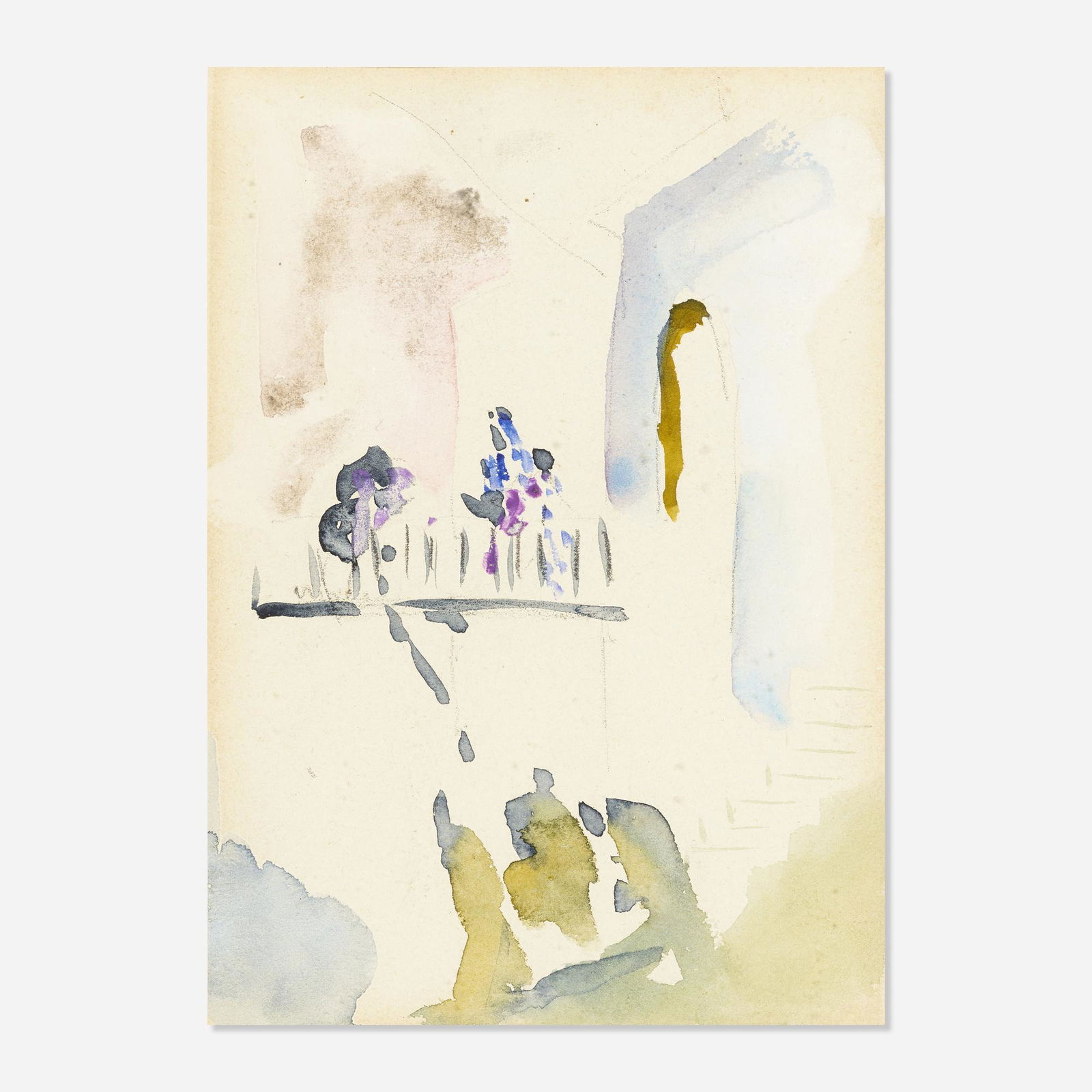 Arthur Beecher Carles, Balcony with Flowers: Arthur Beecher Carles Balcony with Flowers (#158 from sketchbook) watercolor on paper6.75 h × 4.75 w in (17 × 12 cm) Exhibited: Arthur B. Carles: Painting with Colors