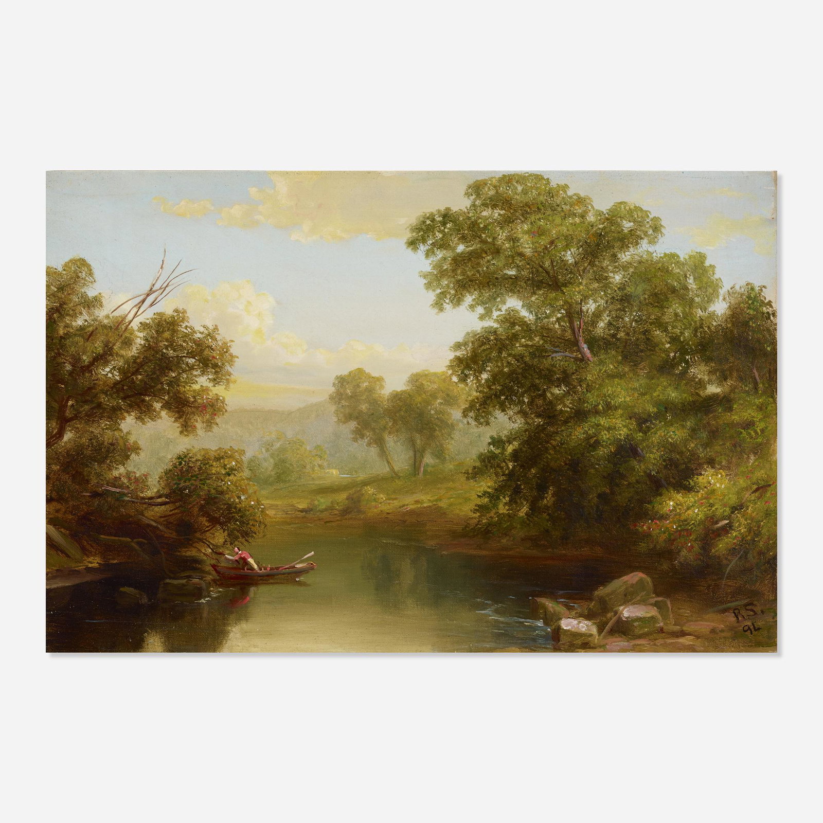 William Thompson Russell Smith, Pennypack: William Thompson Russell Smith Pennypack 1894 oil on canvas 12 h × 18 w in (30 × 46 cm) Signed and dated to lower right 'RS 94'. Signed, titled and dated to verso 'Pennypack Russell Smi