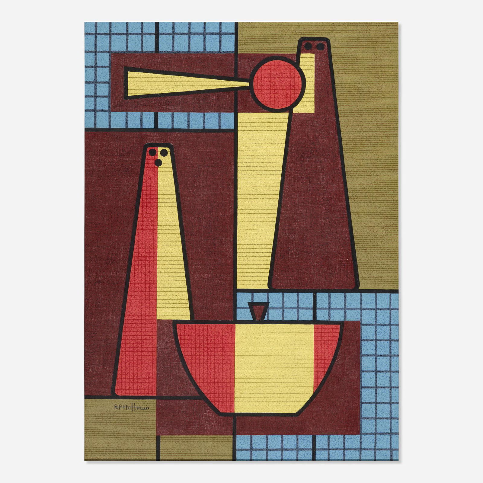 Richard Peter Hoffman, Untitled: Richard Peter Hoffman Untitled mixed media on paper28.75 h × 20.5 w in (73 × 52 cm) Signed to lower left 'RP Hoffman'.