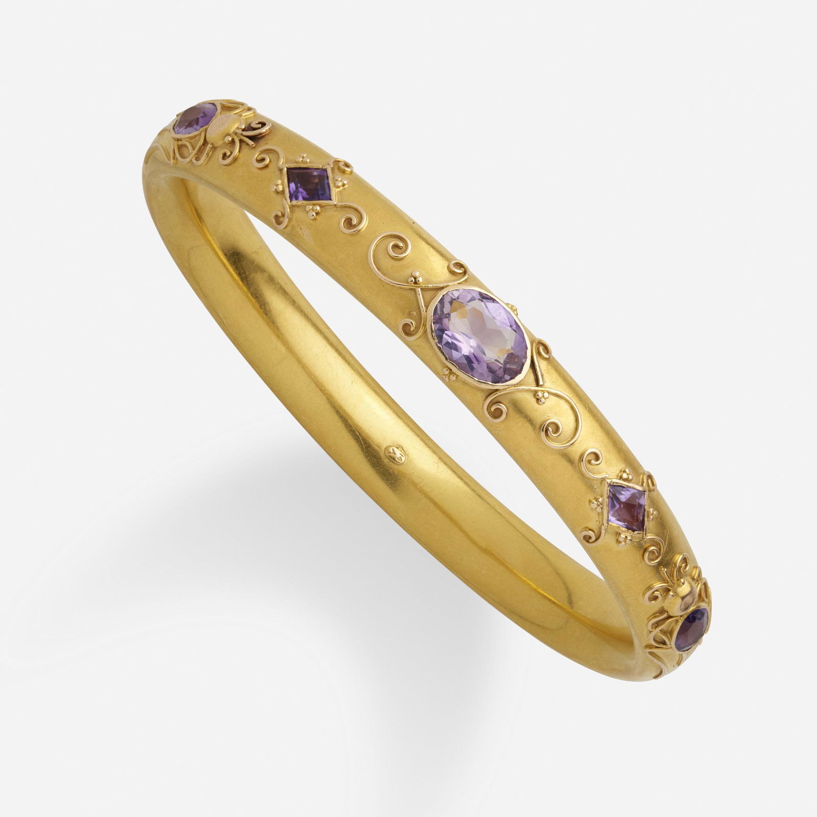 Antique American amethyst and gold bangle bracelet (1 of 2)