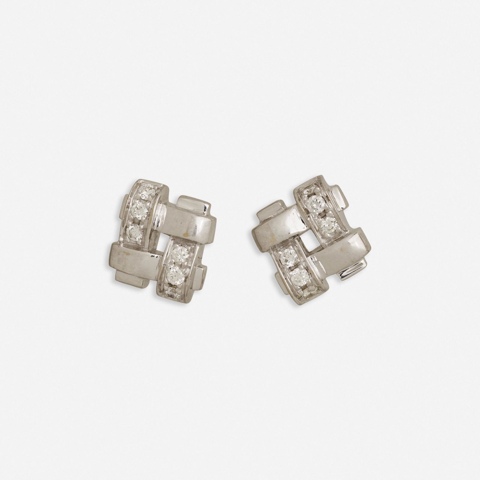 Tiffany & Co. 'Vannerie' diamond and gold ear studs (1 of 1)