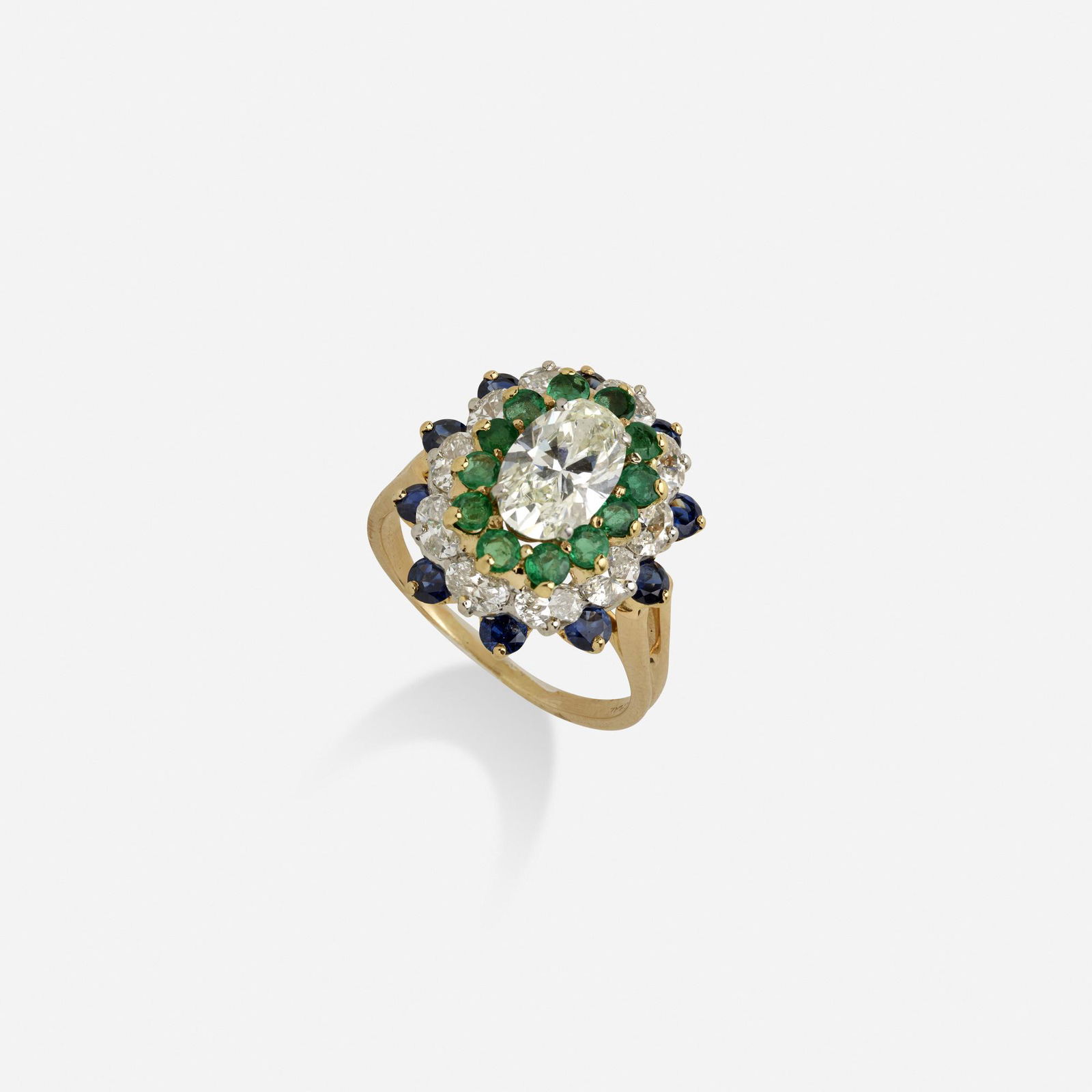 Oscar Heyman, Diamond, sapphire, and emerald ring (1 of 4)